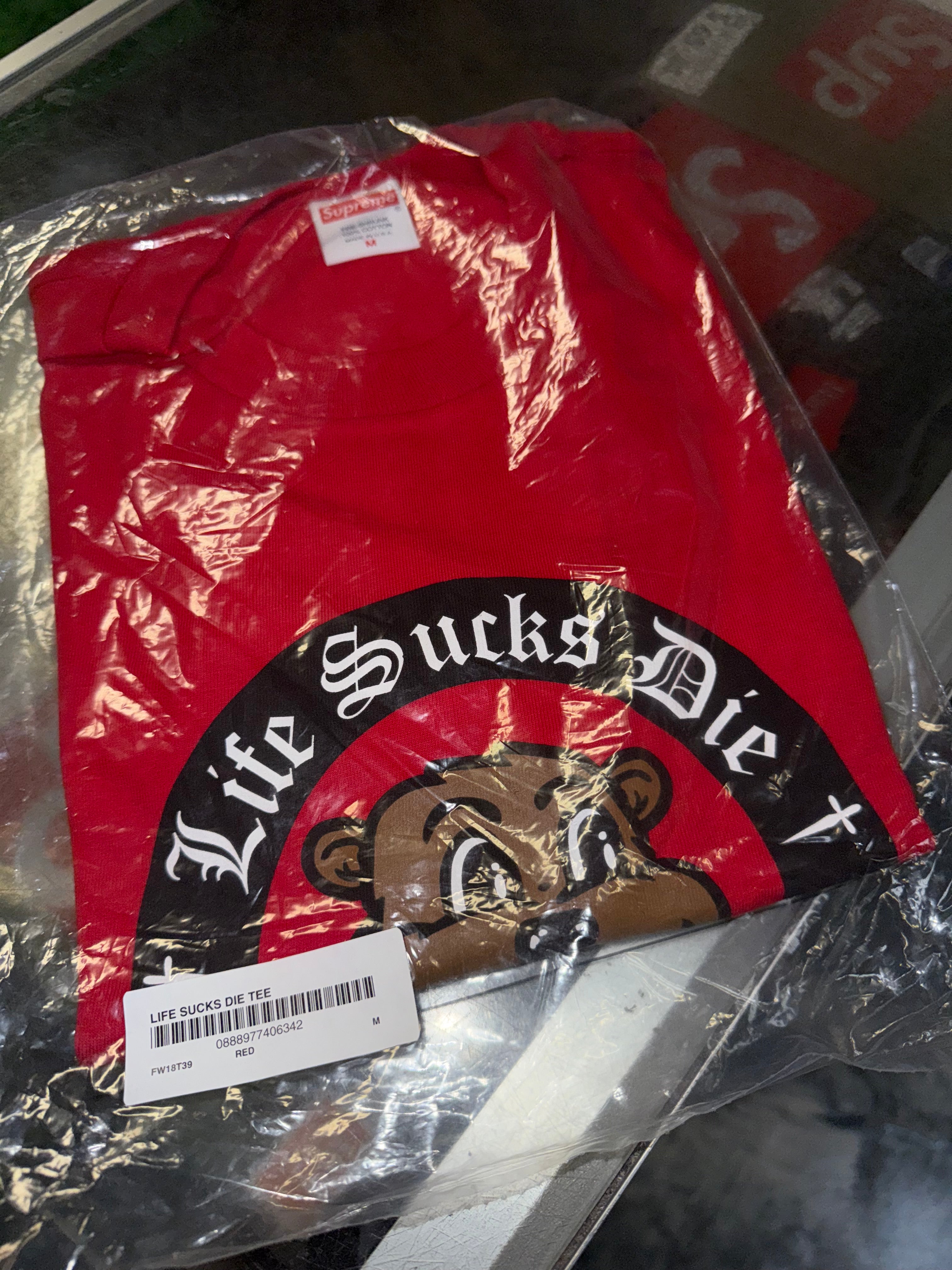 Size M Supreme Life Sucks Tee “Red” Brand New