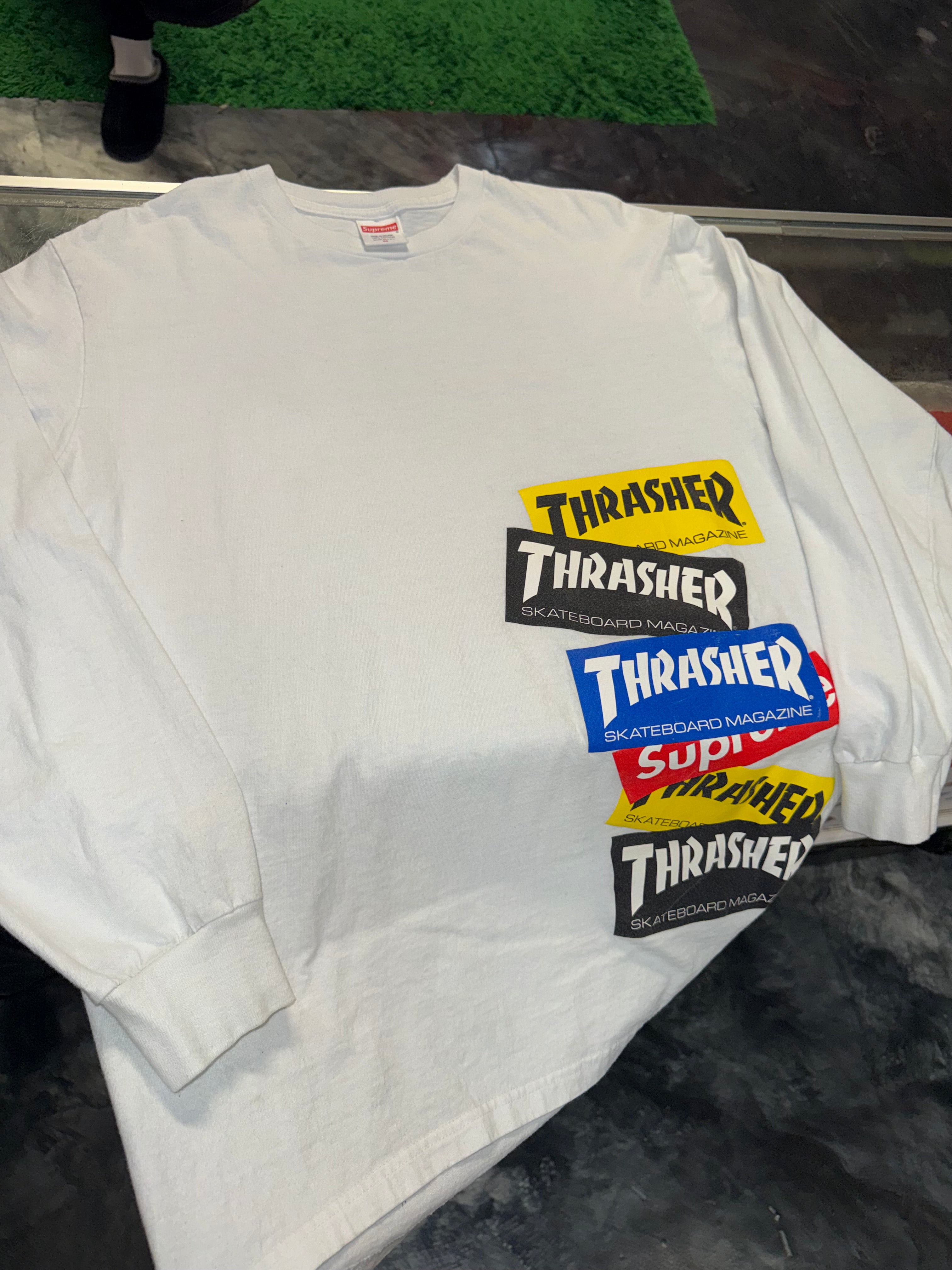 Size M Supreme Thrasher Long Sleeve “White”