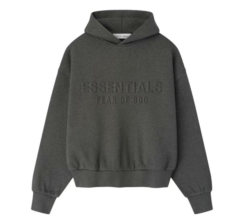 Size S Essentials FOG Embossed Hoodie “Charcoal”