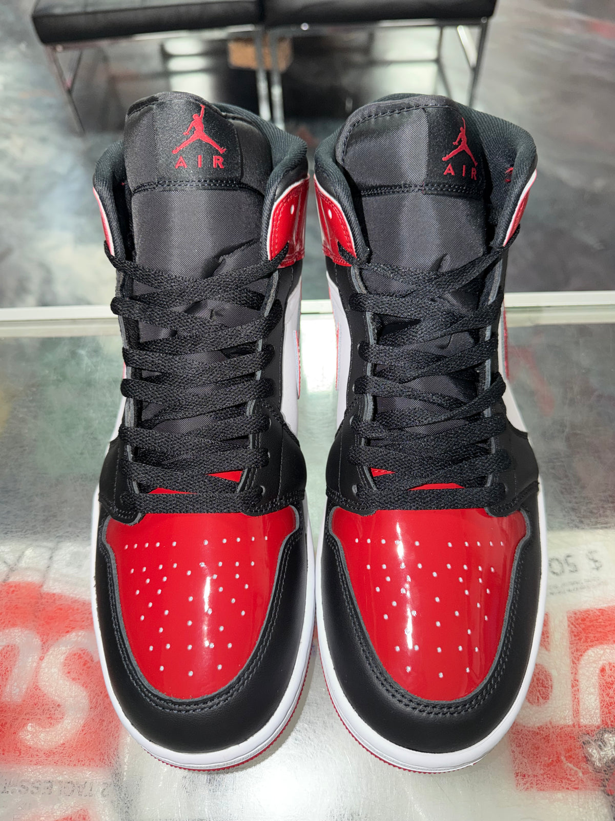 Size 11 Air Jordan 1 Mid "Patent Bred Toe" Brand New