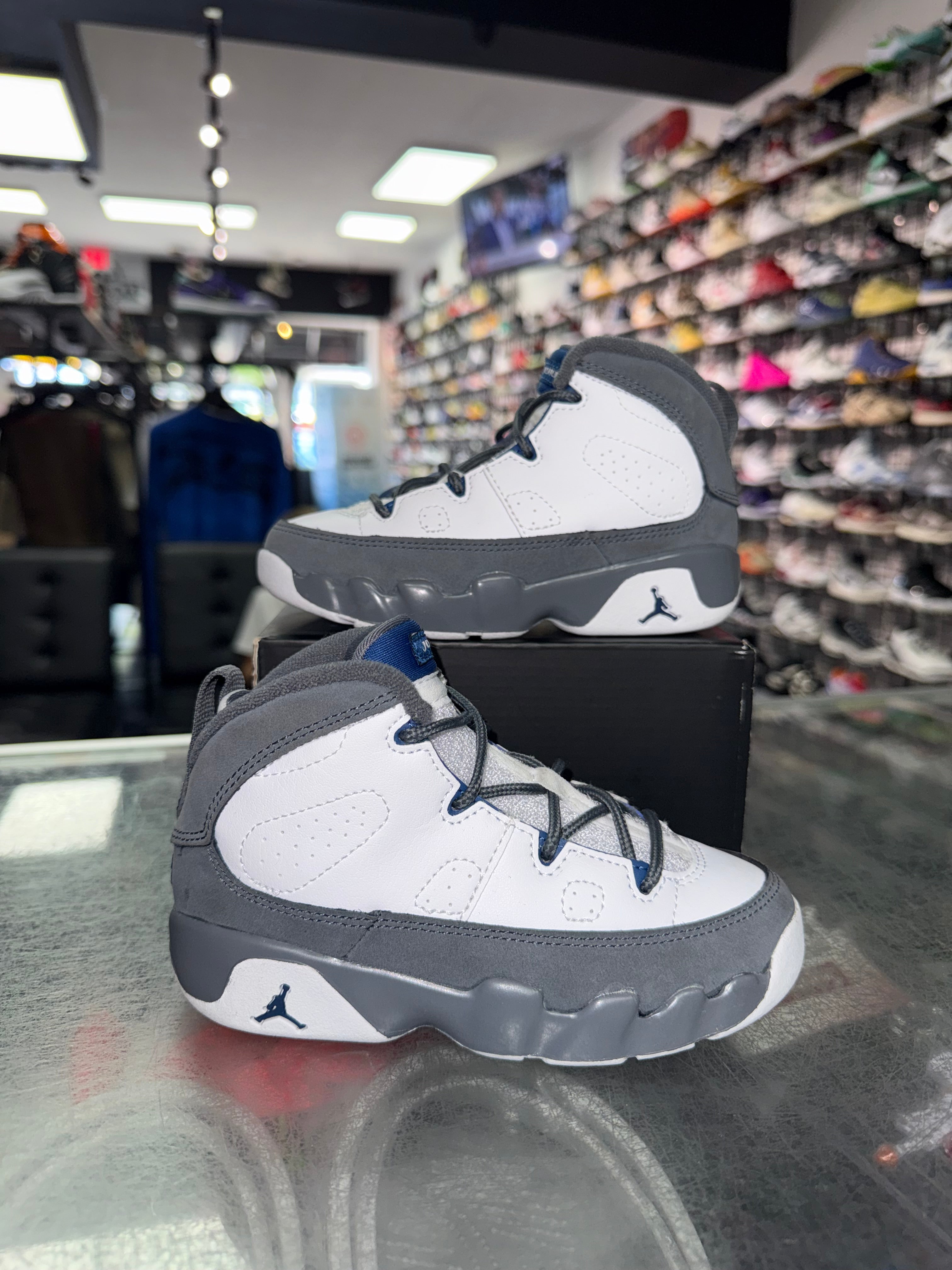 Size 9c Air Jordan 9 "Flint Grey" (TD)