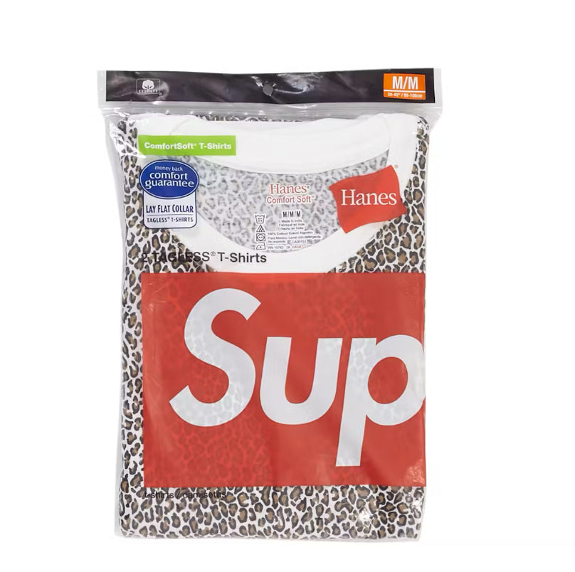 Size S Supreme Hanes Tagless Tees 2 Pack “Leopard” Brand New