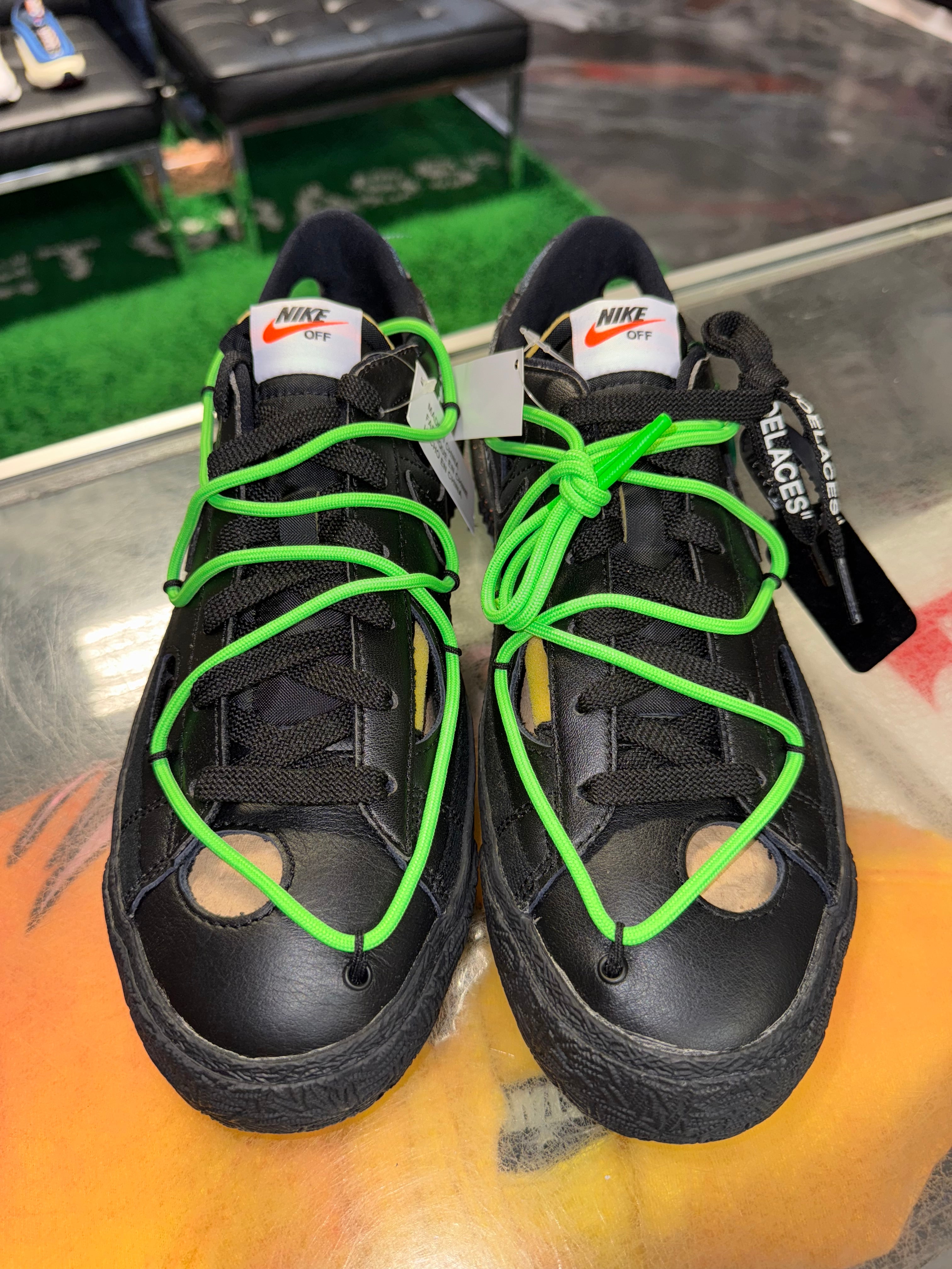 Size 9.5 Blazer Low Off White "Electro Green" Brand New