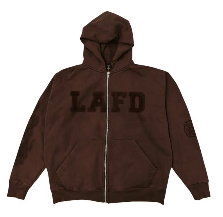 Size XXL Travis Scott LAFD Zip Up Hoodie “Brown”