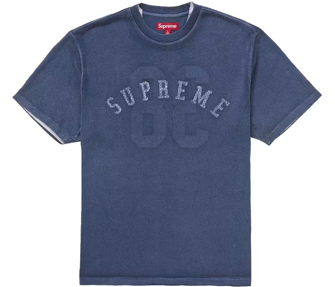 Supreme Overprint Tee Bleach/Denim, pre-owned, size XXL