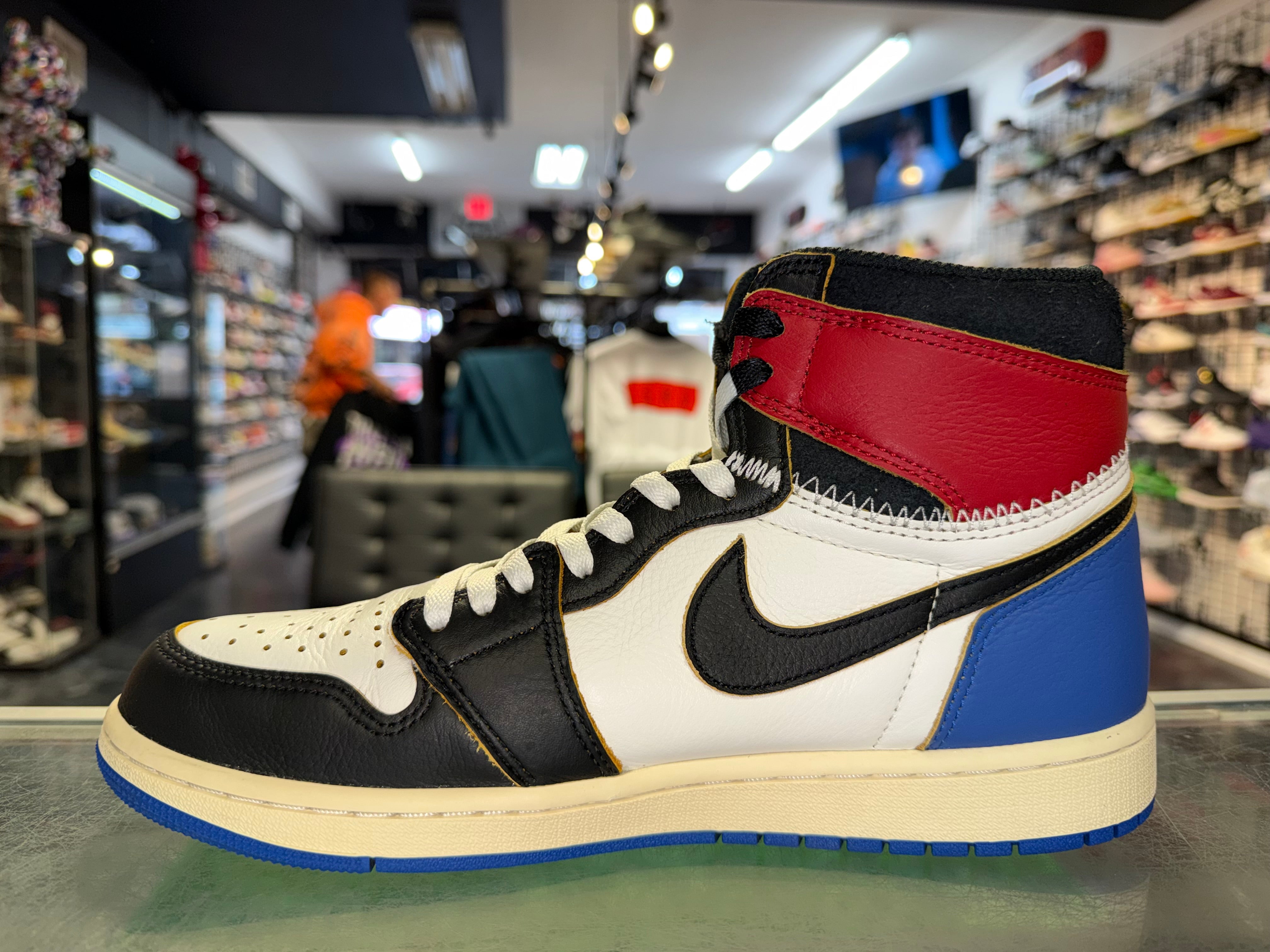 Size 9.5 Air Jordan 1 Fragment x Union LA "Varsity Red Sport Royal"