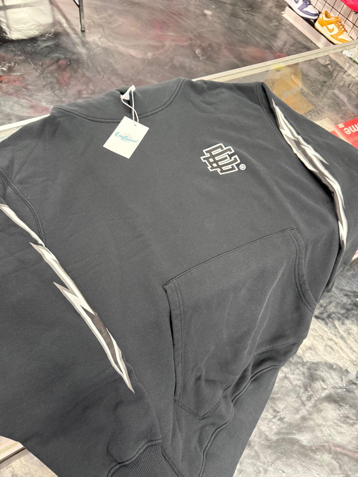 Size XL Eric Emanuel EE Bolts Hoodie “Black/White” Brand New