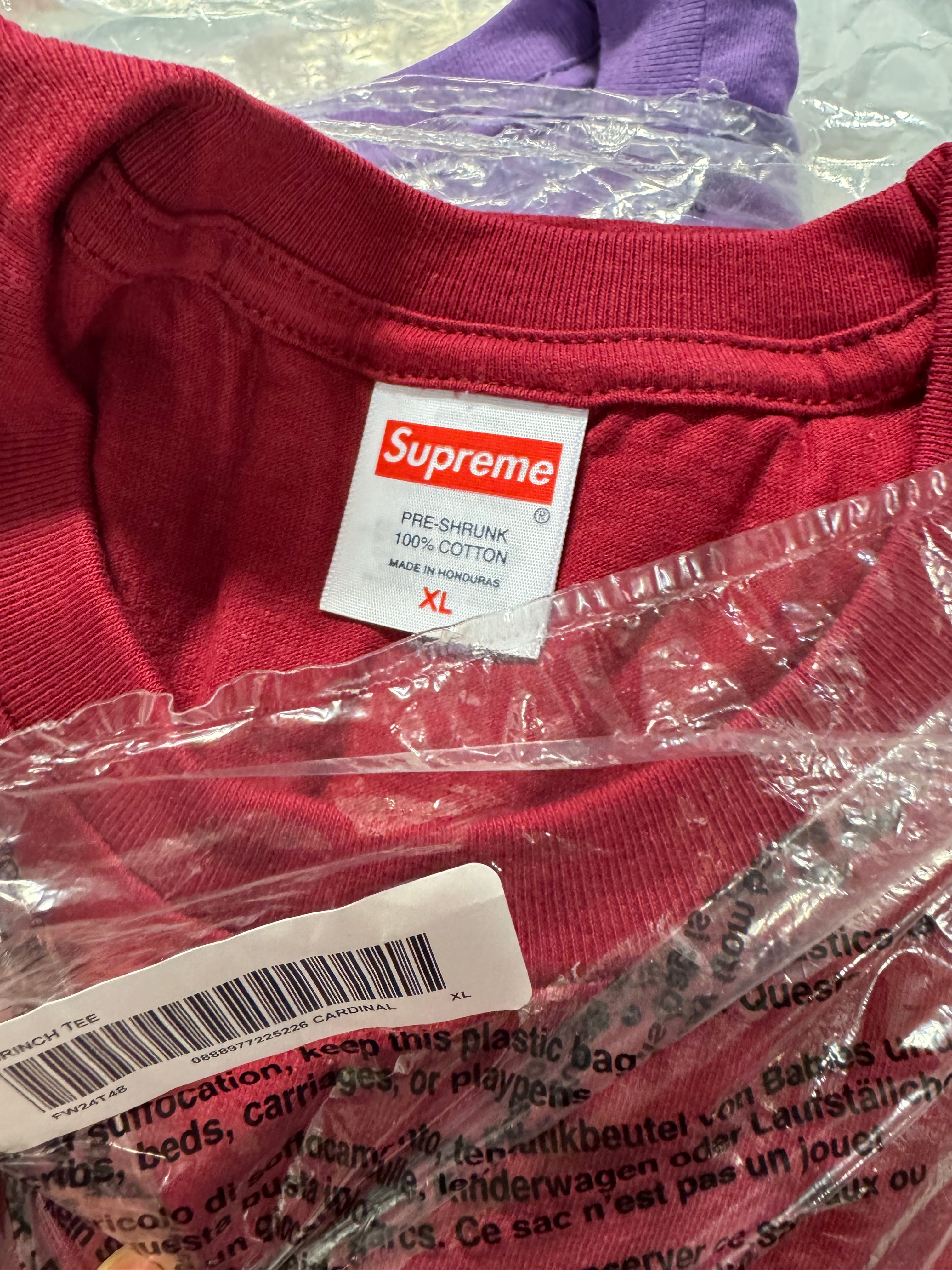 Size XL Supreme Grinch Tee “Cardinal” Brand New