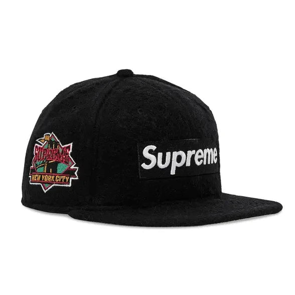 Size 7 1/2 Supreme Mohair New Era Fitted Hat “Black” Brand New