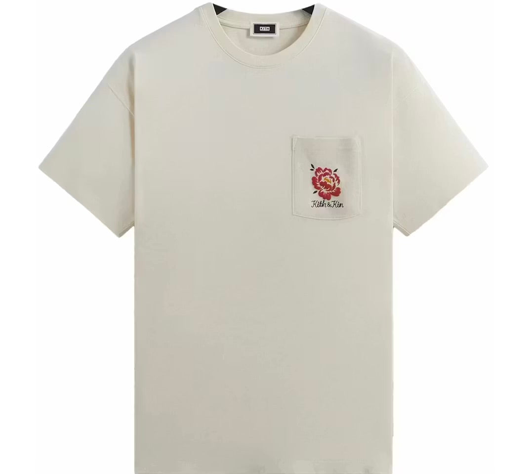 Size XL Kith Peony Pocket Tee "Sandrift"