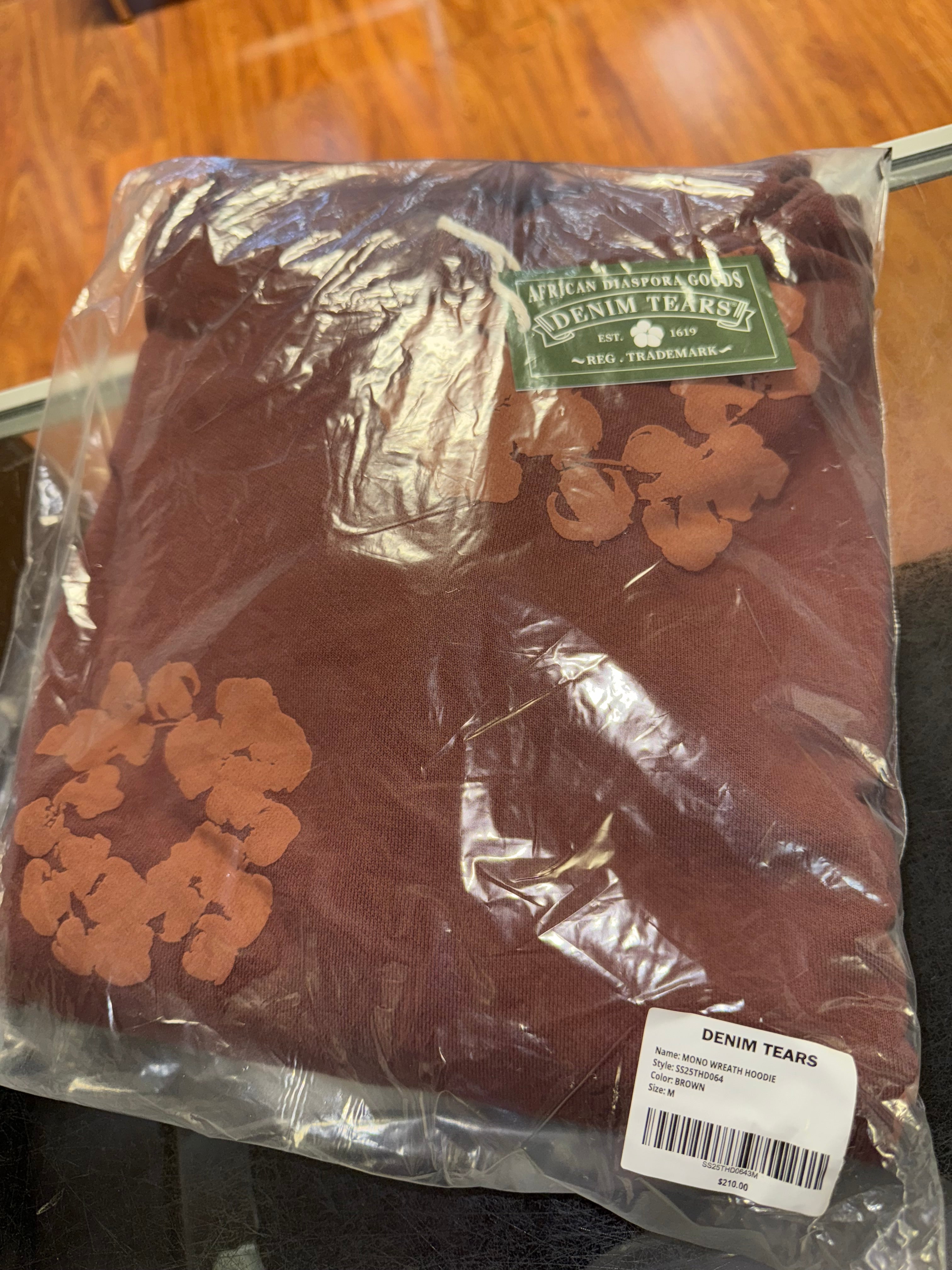 Size M Denim Tears Mono Cotton Hoodie “Brown” Brand New