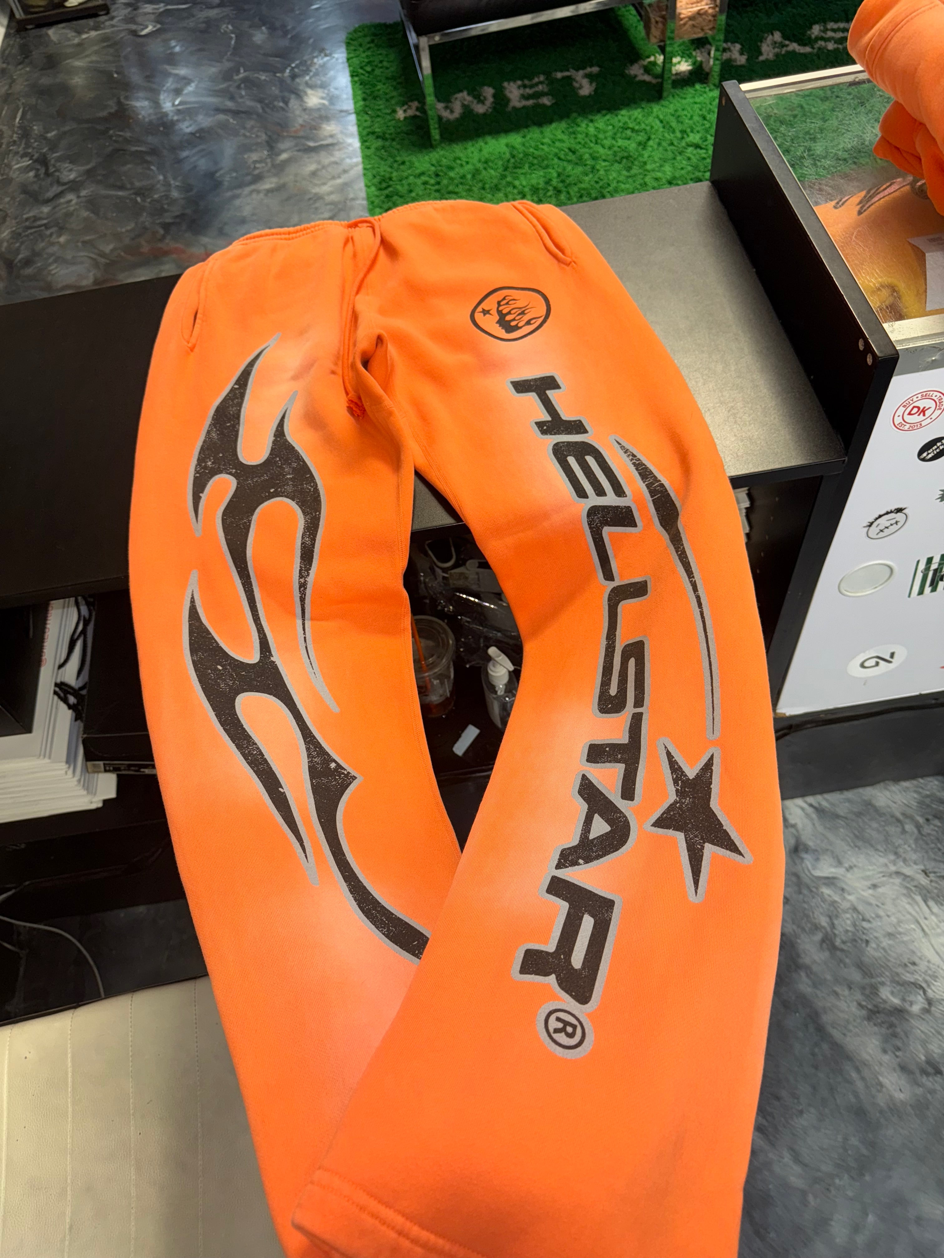 Size M Hellstar Flare Sweatpants “Fire Orange”