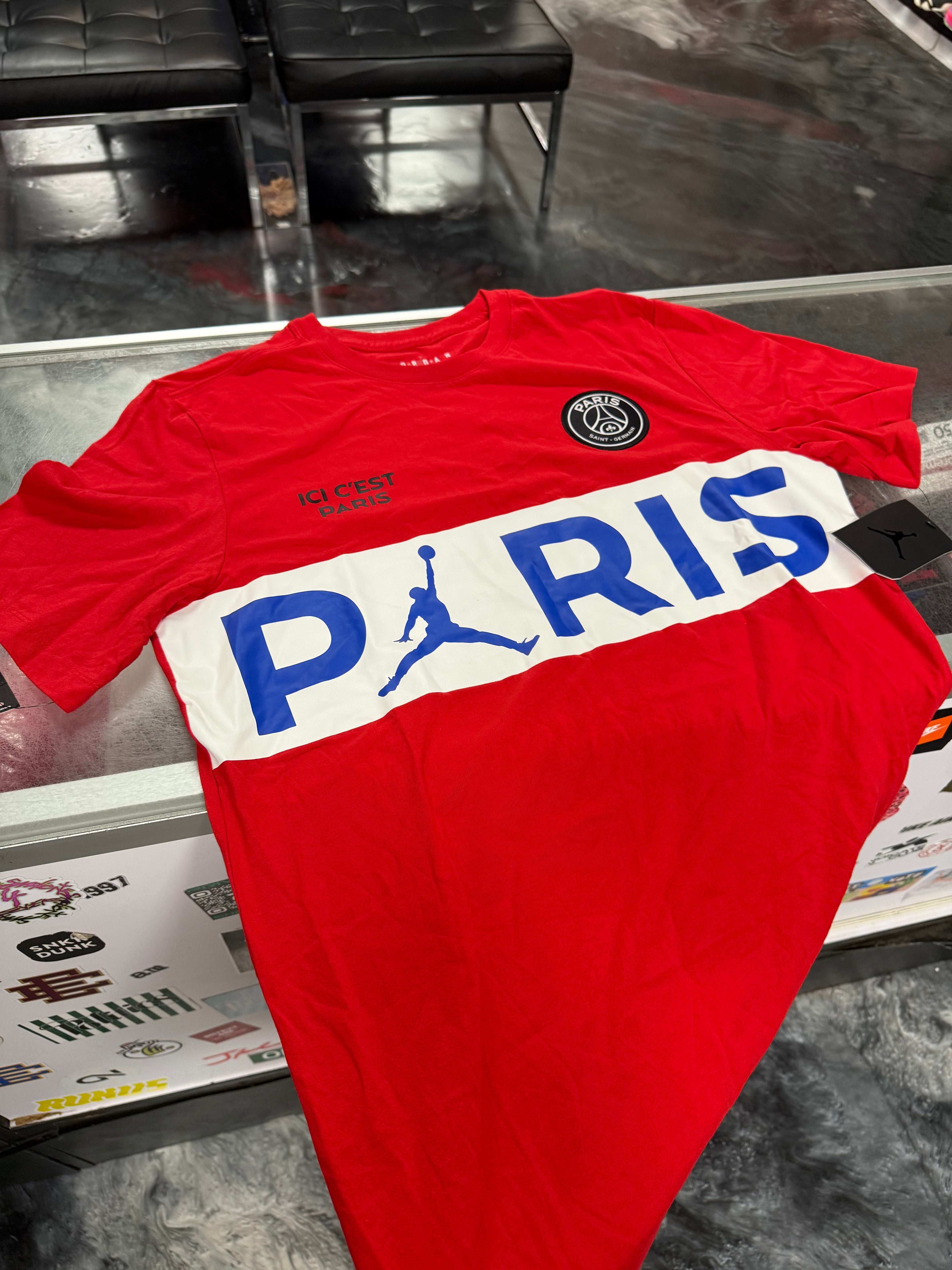 Size M Jordan x Paris Saint Germain Logo Tee “Red” Brand New