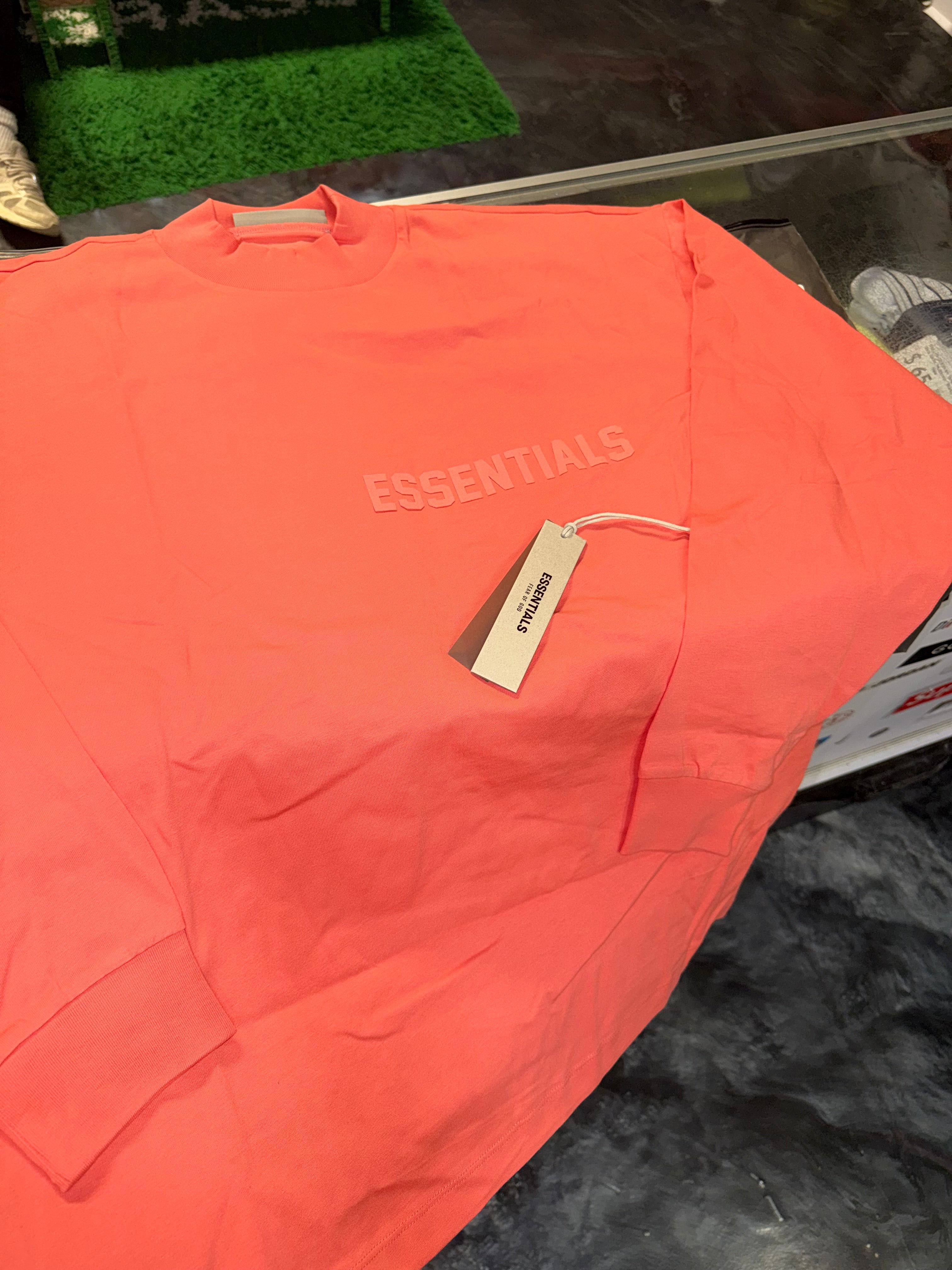 Size M (Fits L) Essentials FOG Long Sleeve Tee “Coral” Brand New