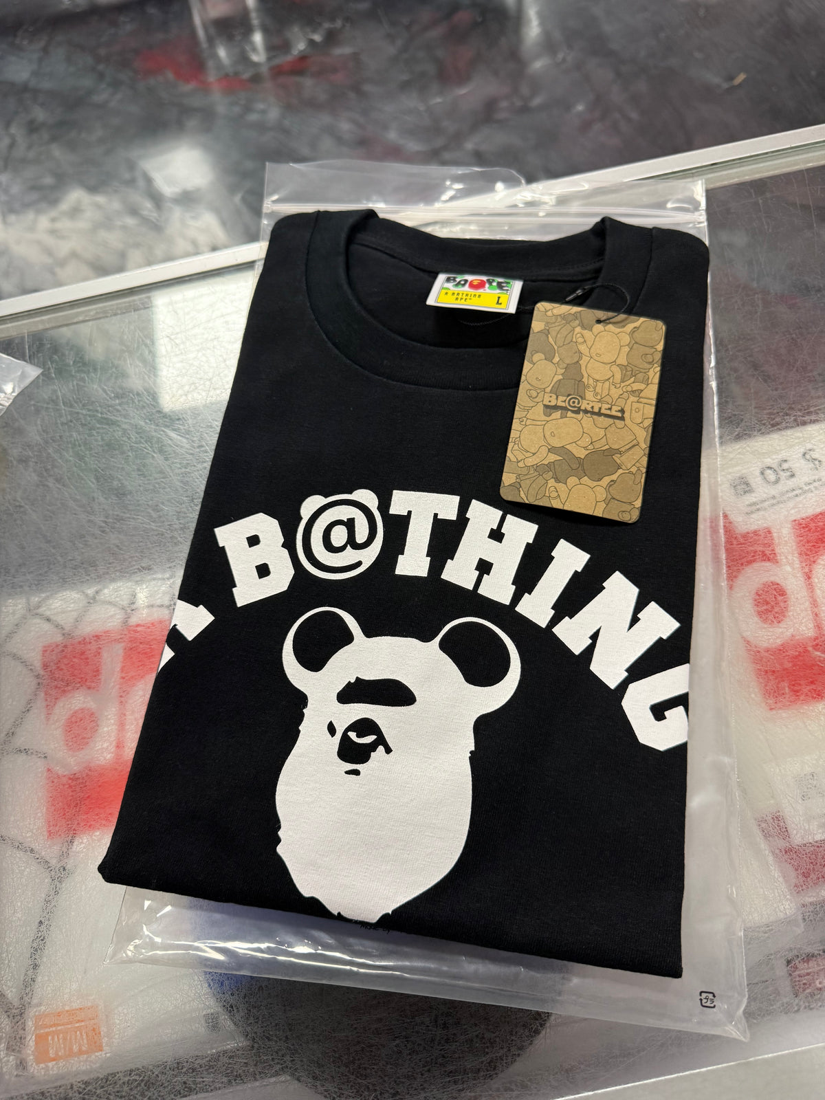 Size L Bape x Medicom Head Logo Tee “Black/White” Brand New