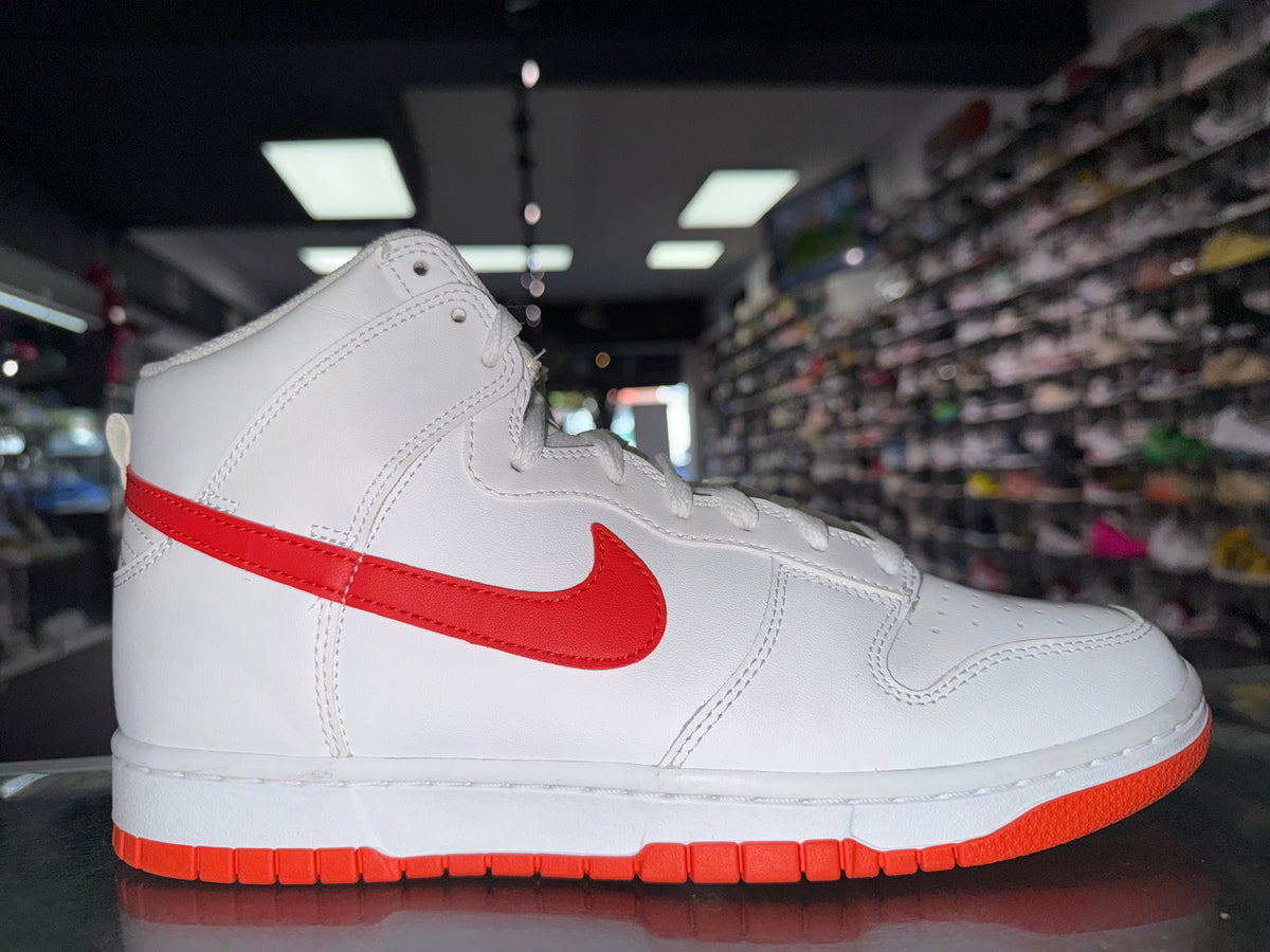 Size 9 Dunk High "White Picante Red"