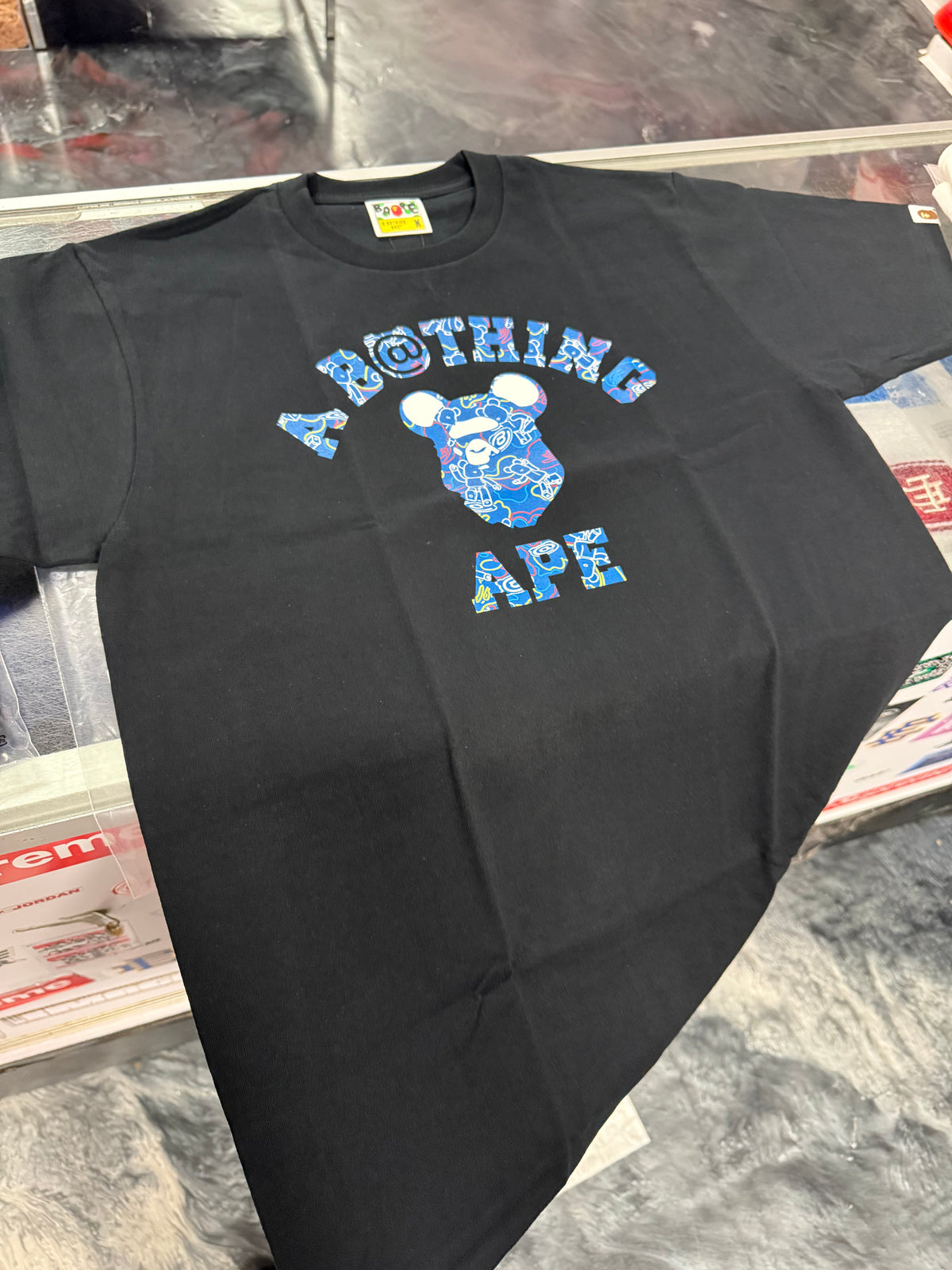 Size M Bape x Bearbrick Camo College Tee “Black” Brand New