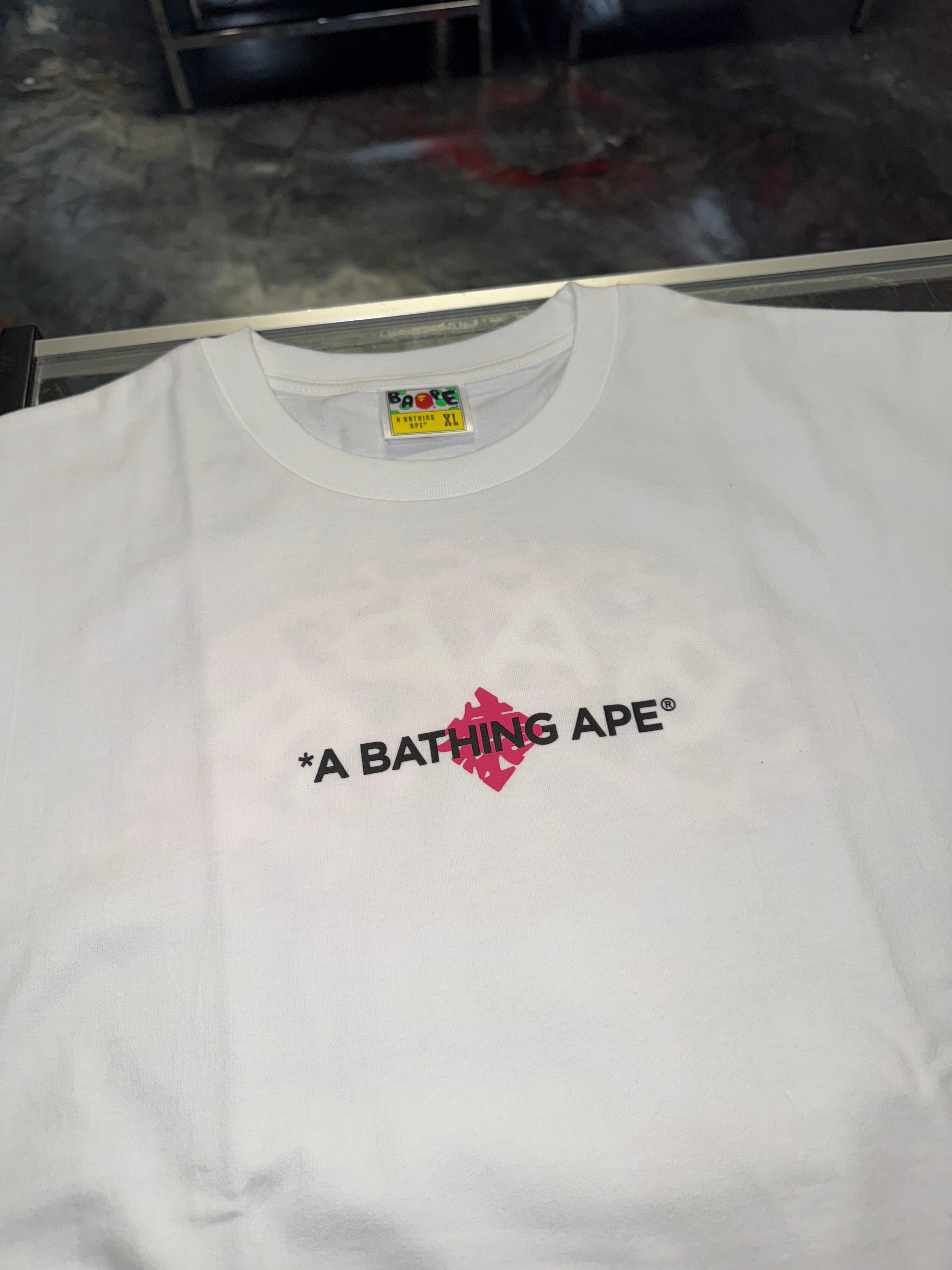 Size XL Bape Fan Tee "White Pink" Brand New
