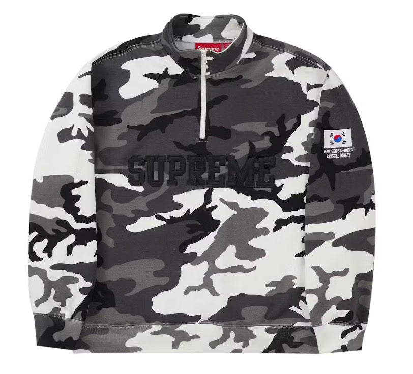 Size M Supreme Seoul Shop Flag Half Zip Pullover “Snow Camo” Brand New