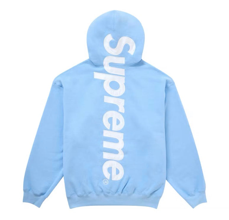 Size L Supreme Satin Applique Hoodie “Light Blue”