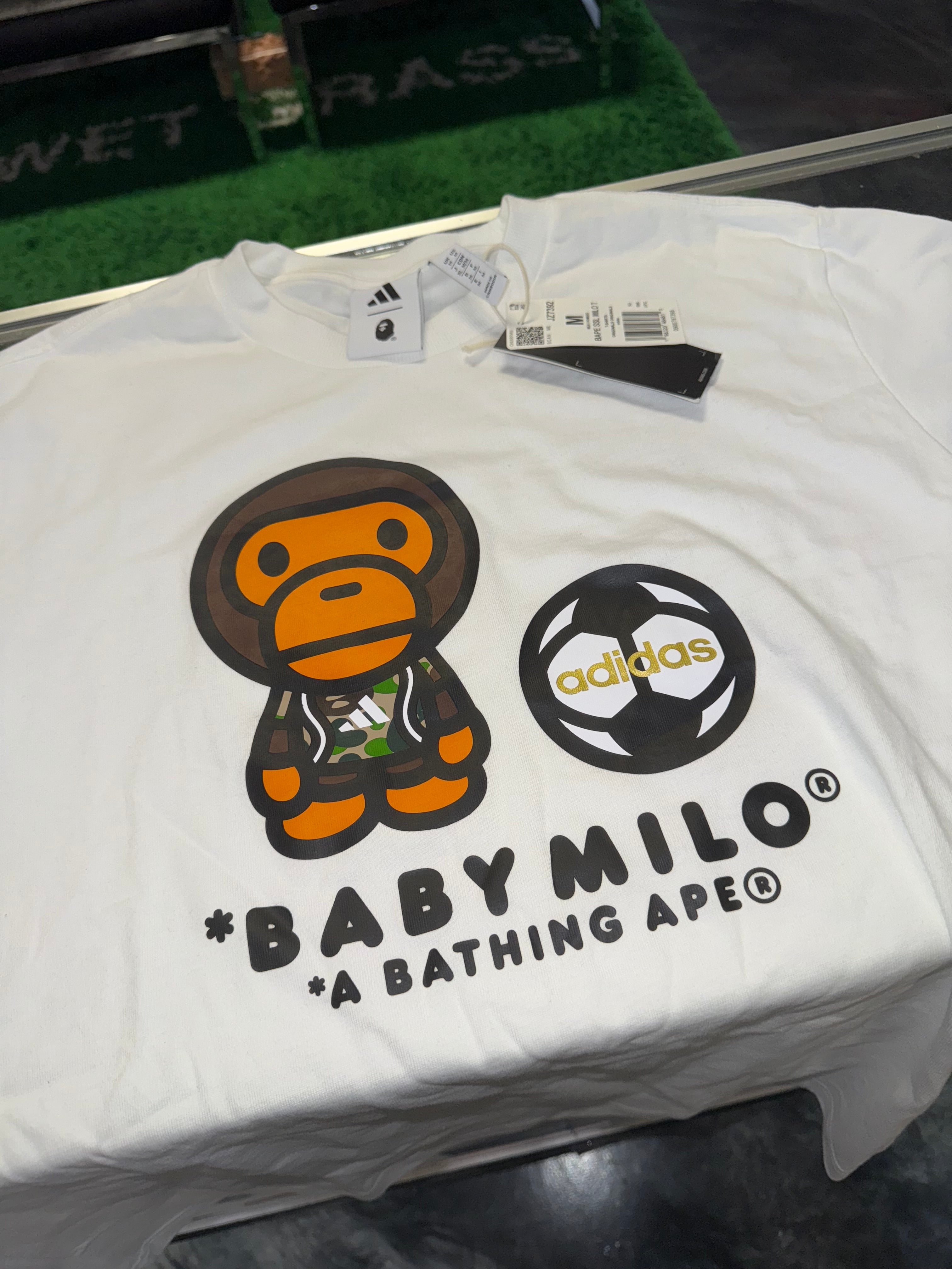 Size M Bape x Adidas Baby Milo Tee “White” Brand New