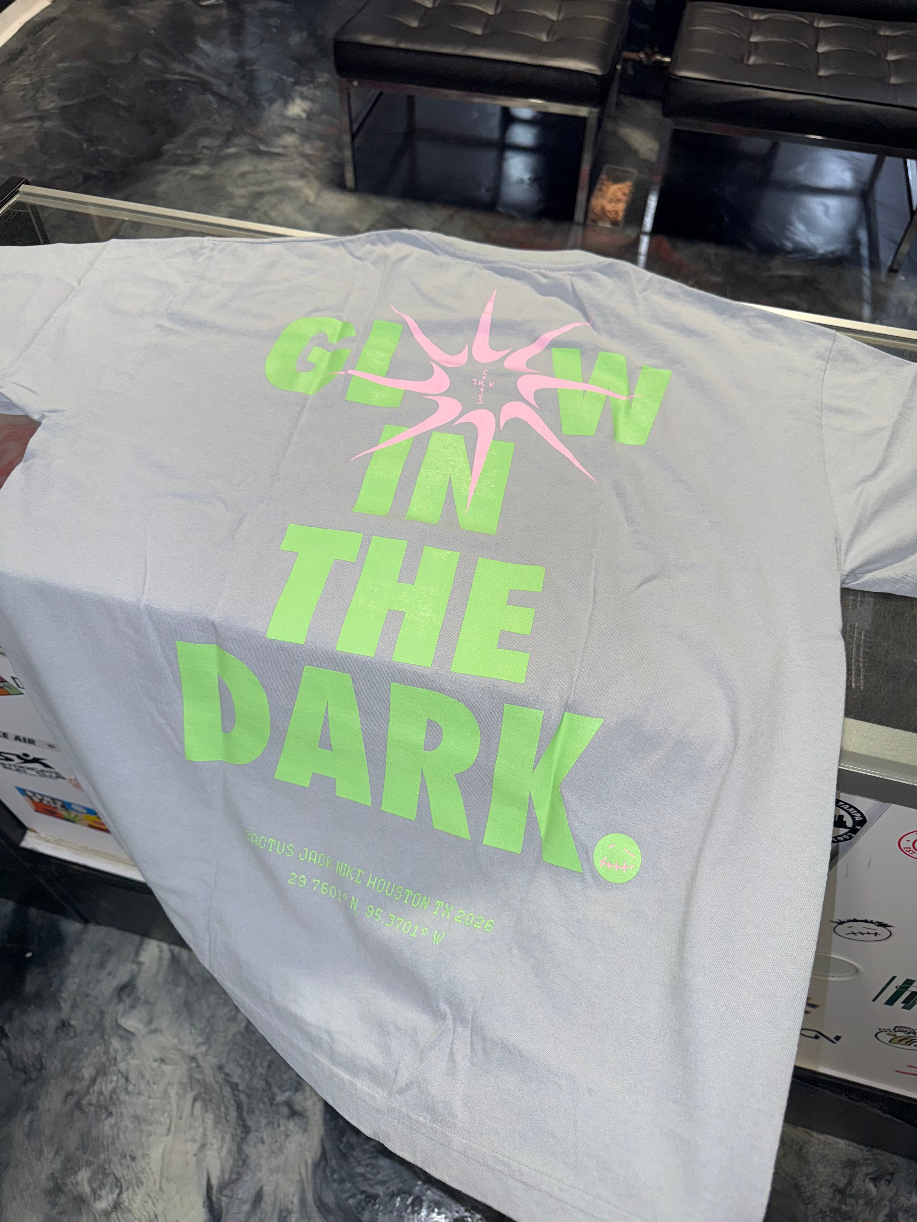 Size XL Cactus Jack x Nike T-Rexx Glow Tee “Grey” Brand New