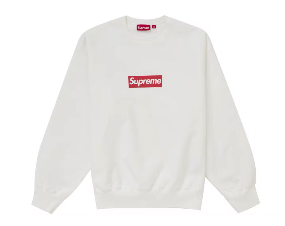 Size M Supreme Washed Box Logo Crewneck “White/Red”