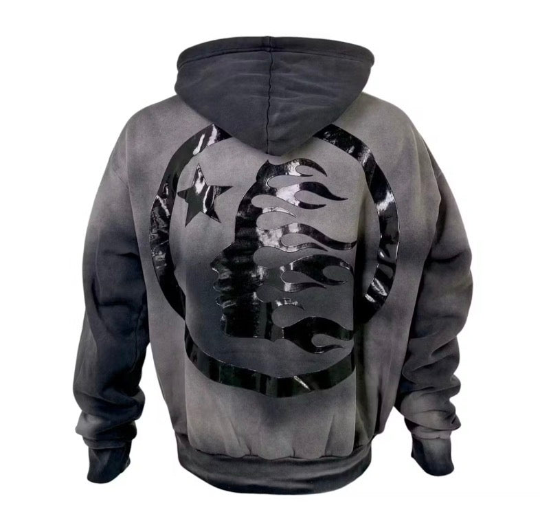 Size S (Fits M) Hellstar Shooting Stars Hoodie “Washed Black”