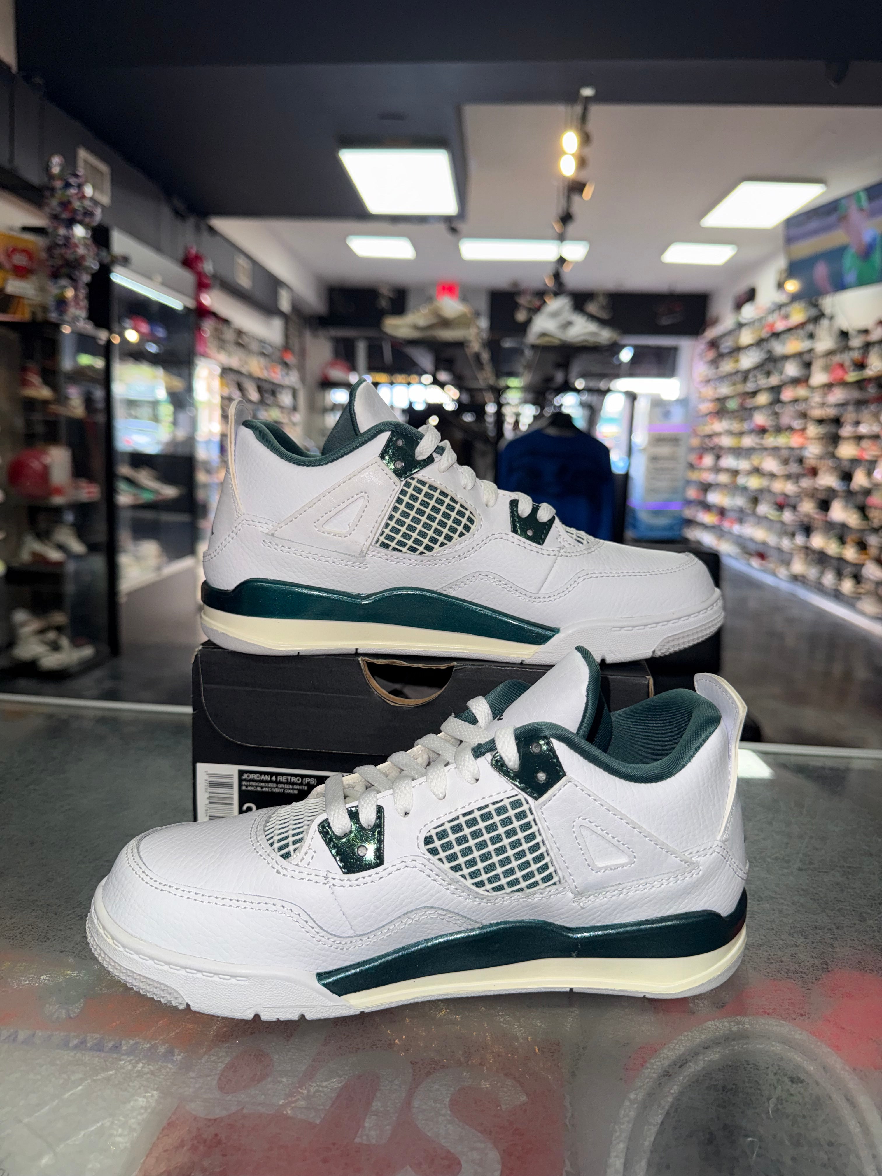 Size 3y Air Jordan 4 "Oxidized Green" (PS) Worn 1x