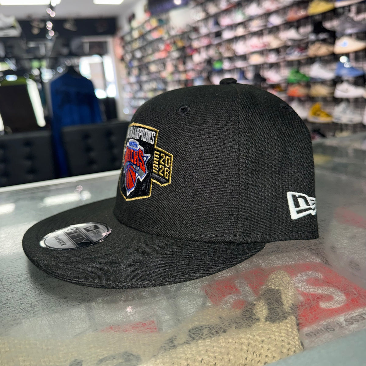 Size OS New Era SnapBack Hat Knicks Championship “Black” Brand New