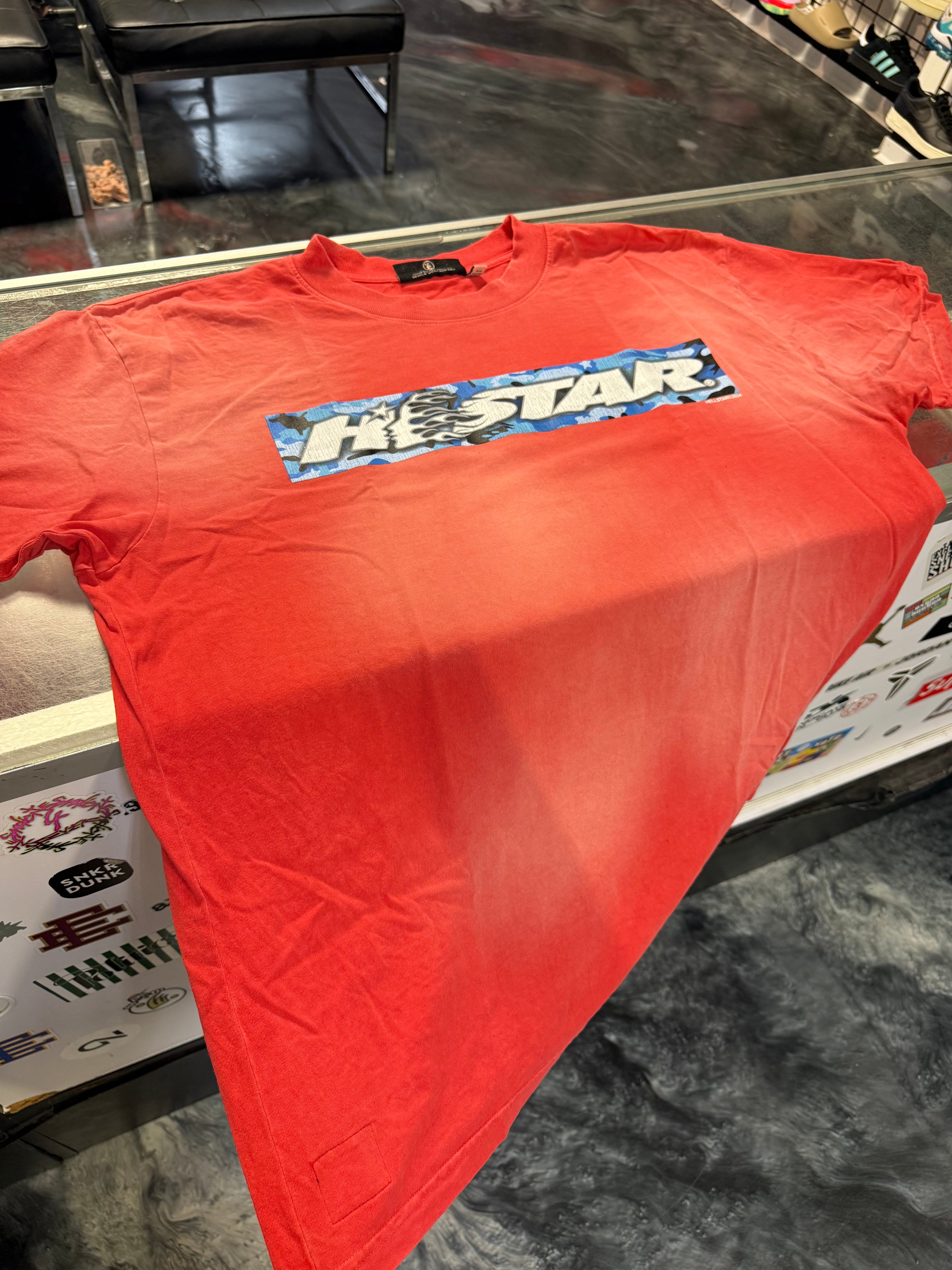 Size L Hellstar Box Logo Tee “Red/Blue”
