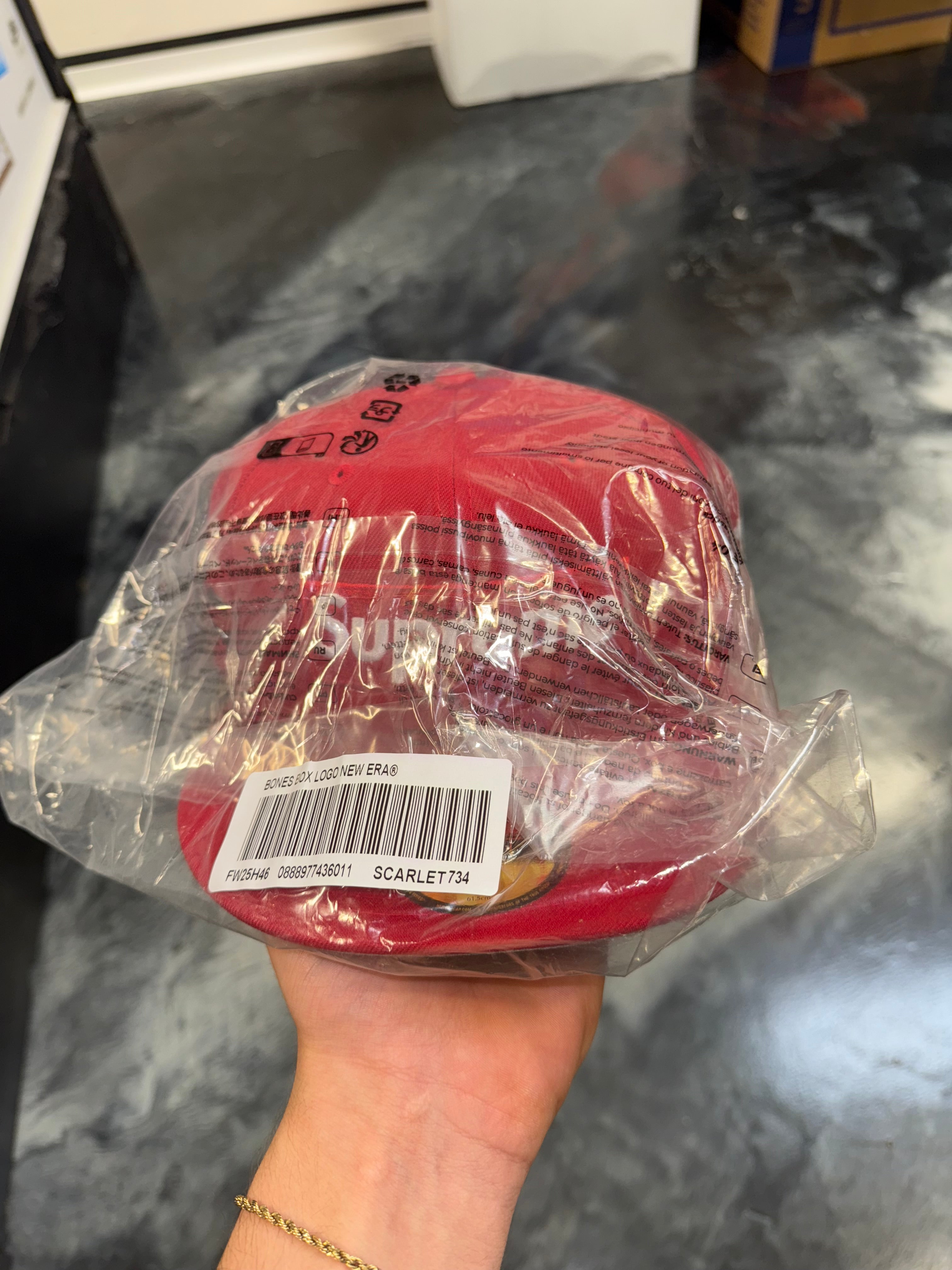 Size 7 3/4 Supreme Bones Box Logo Fitted Hat “Red” Brand New