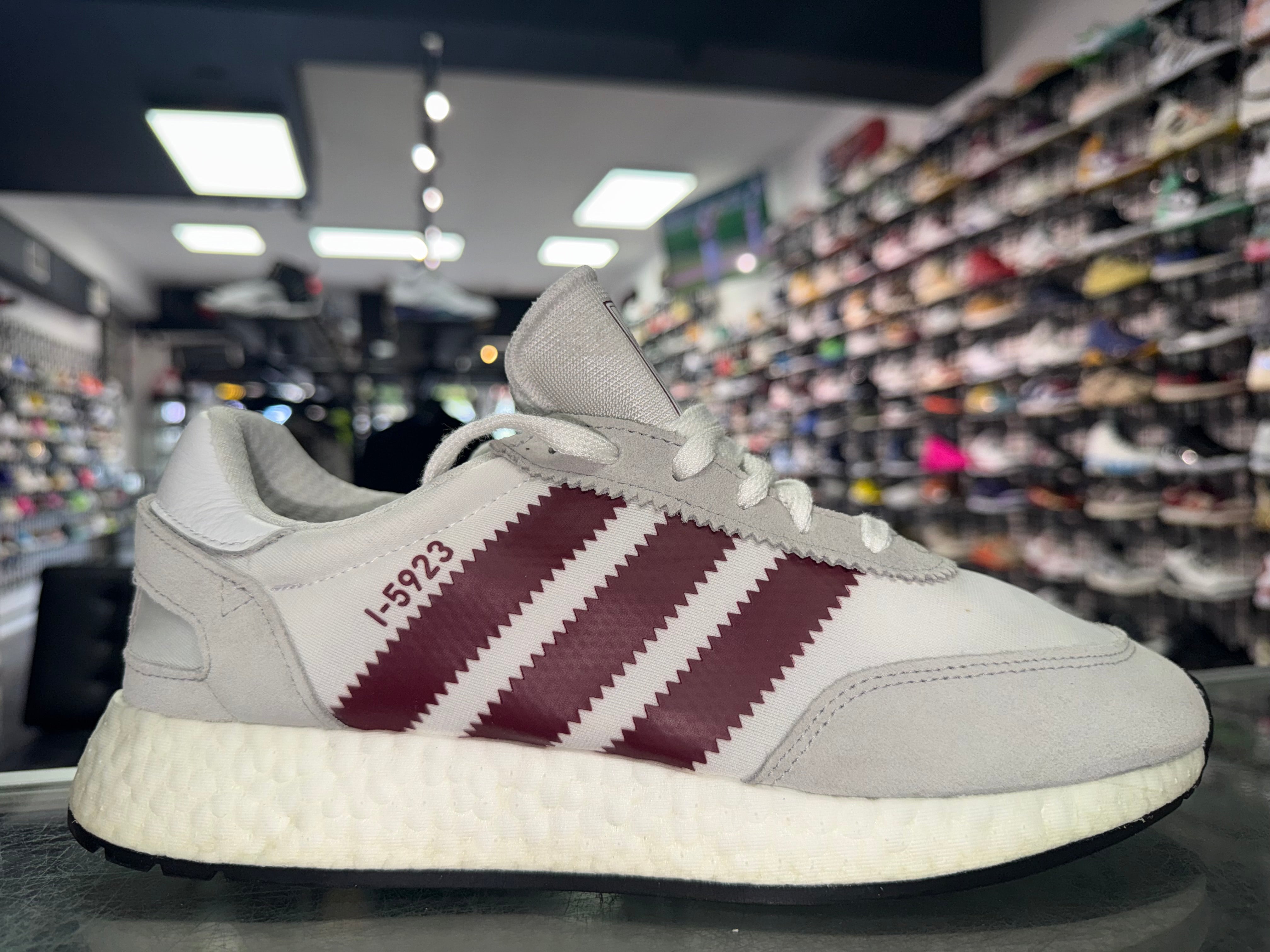 Size 9 Adidas I-5923 “Grey/Maroon”
