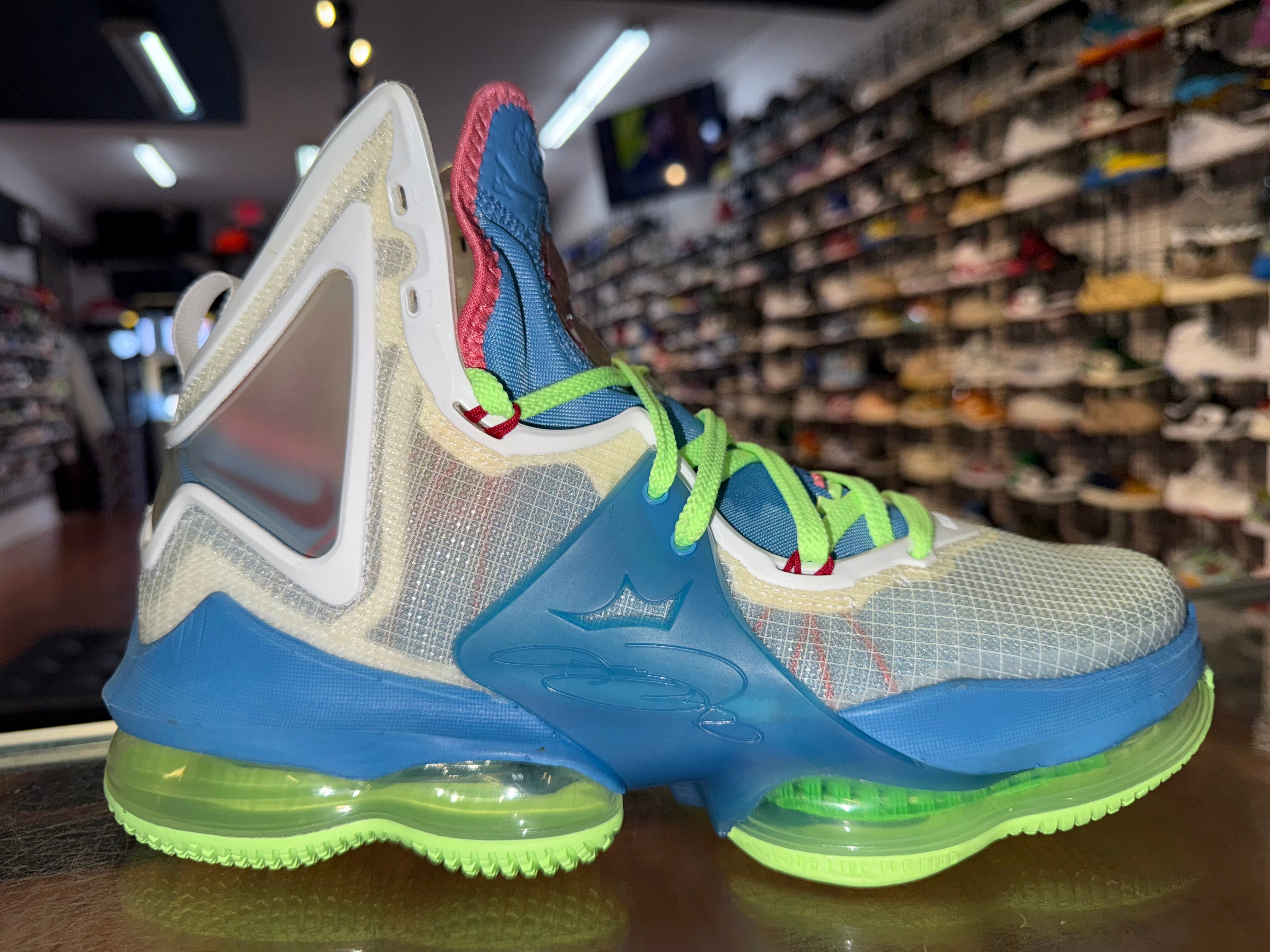 Size 8 Lebron 19 "Dutch Blue Lime Glow"