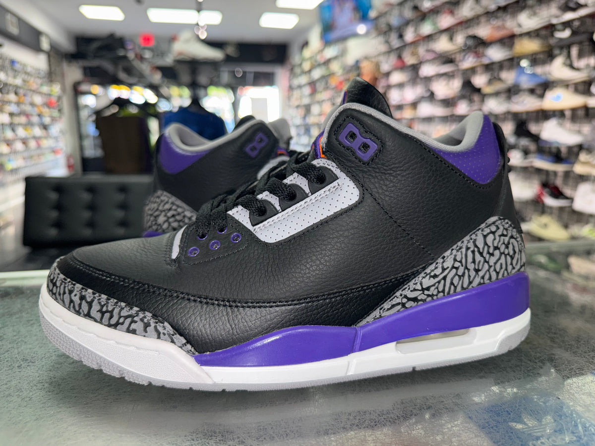Size 9 Air Jordan 3 "Black Court Purple"