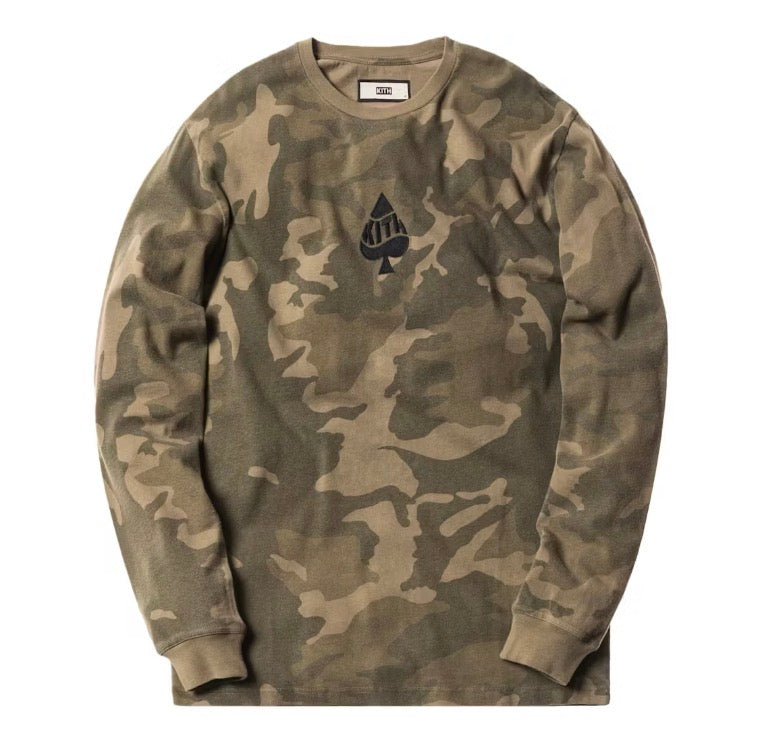 Size XL Kith Spades Long Sleeve “Camo”