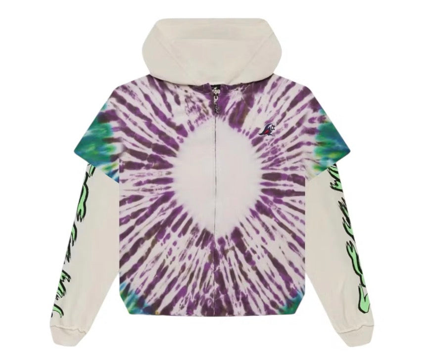 Size XS (Fits M) Hellstar Tie Dye Zip-Up Hoodie “Multicolor” Brand New