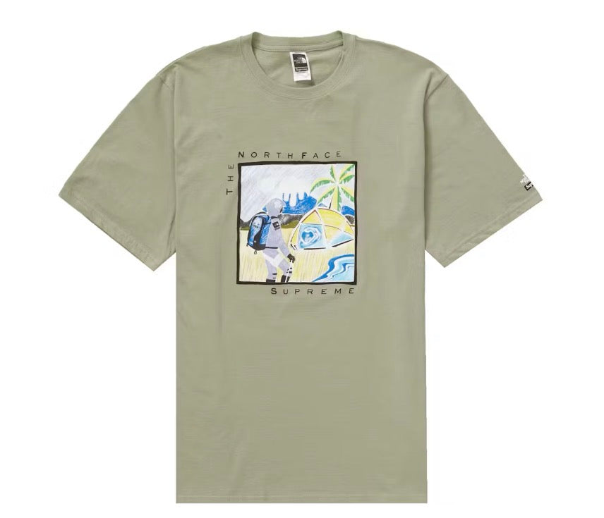 Size L Supreme North Face Sketch Tee “Sage” Brand New