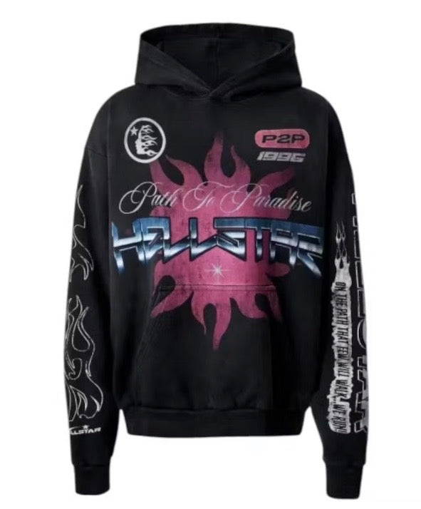Size M (Fits L) Hellstar Racer Hoodie “Black”