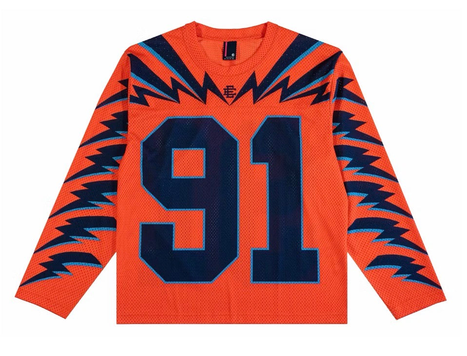Size S (Fits M) Eric Emanuel EE Sport Jersey “Orange/Blue”