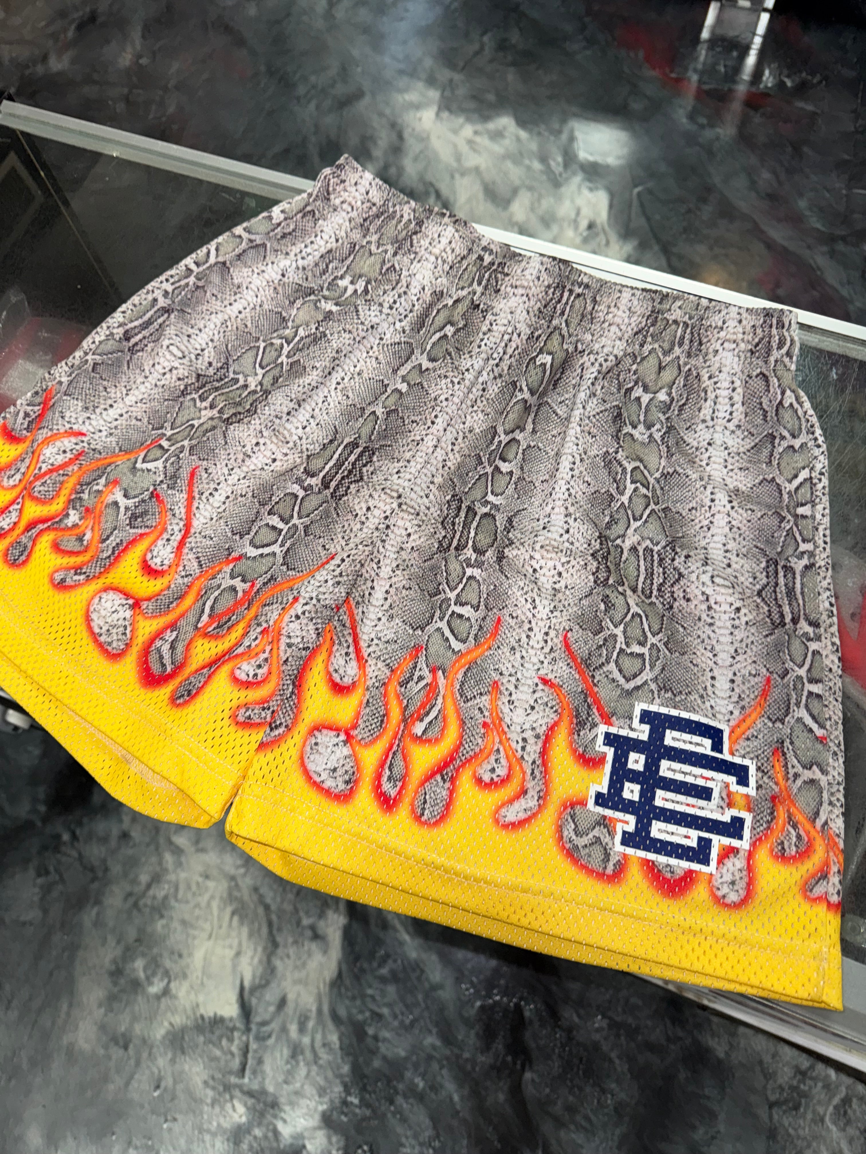 Size L Eric Emanuel EE Shorts “Snake Flame”