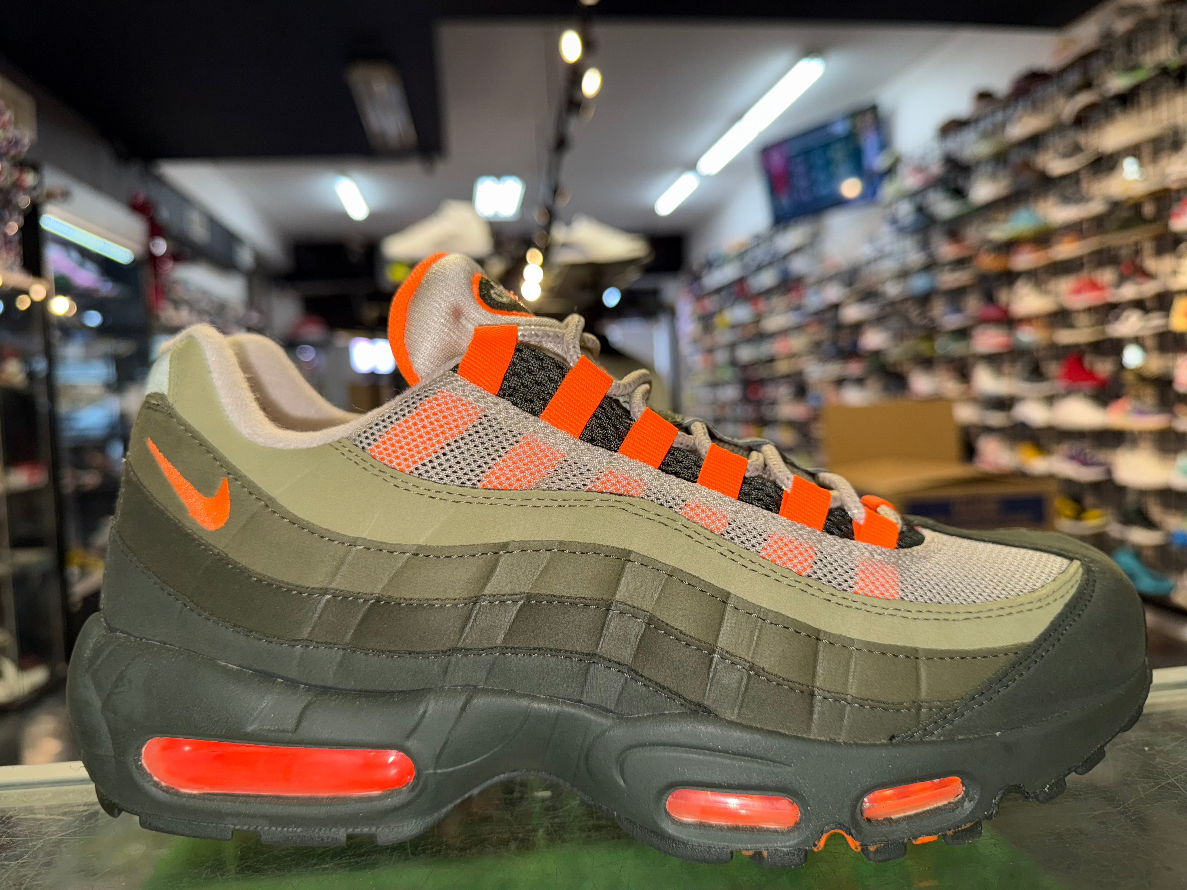 Size 9.5 Air Max 95 “Neutral Olive Total Orange”