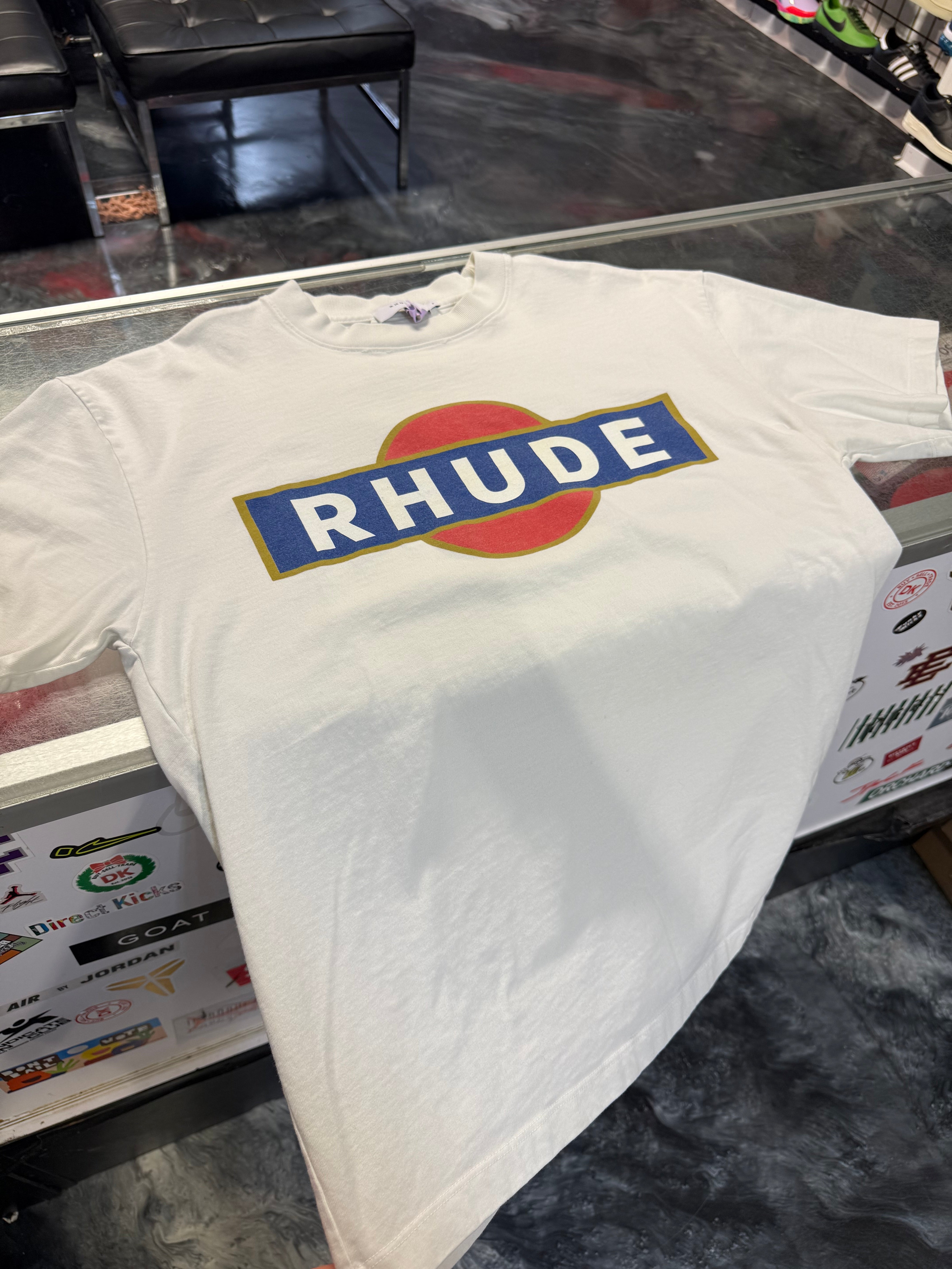 Size S (Fits M) Rhude Classic Logo Tee “White/Blue”