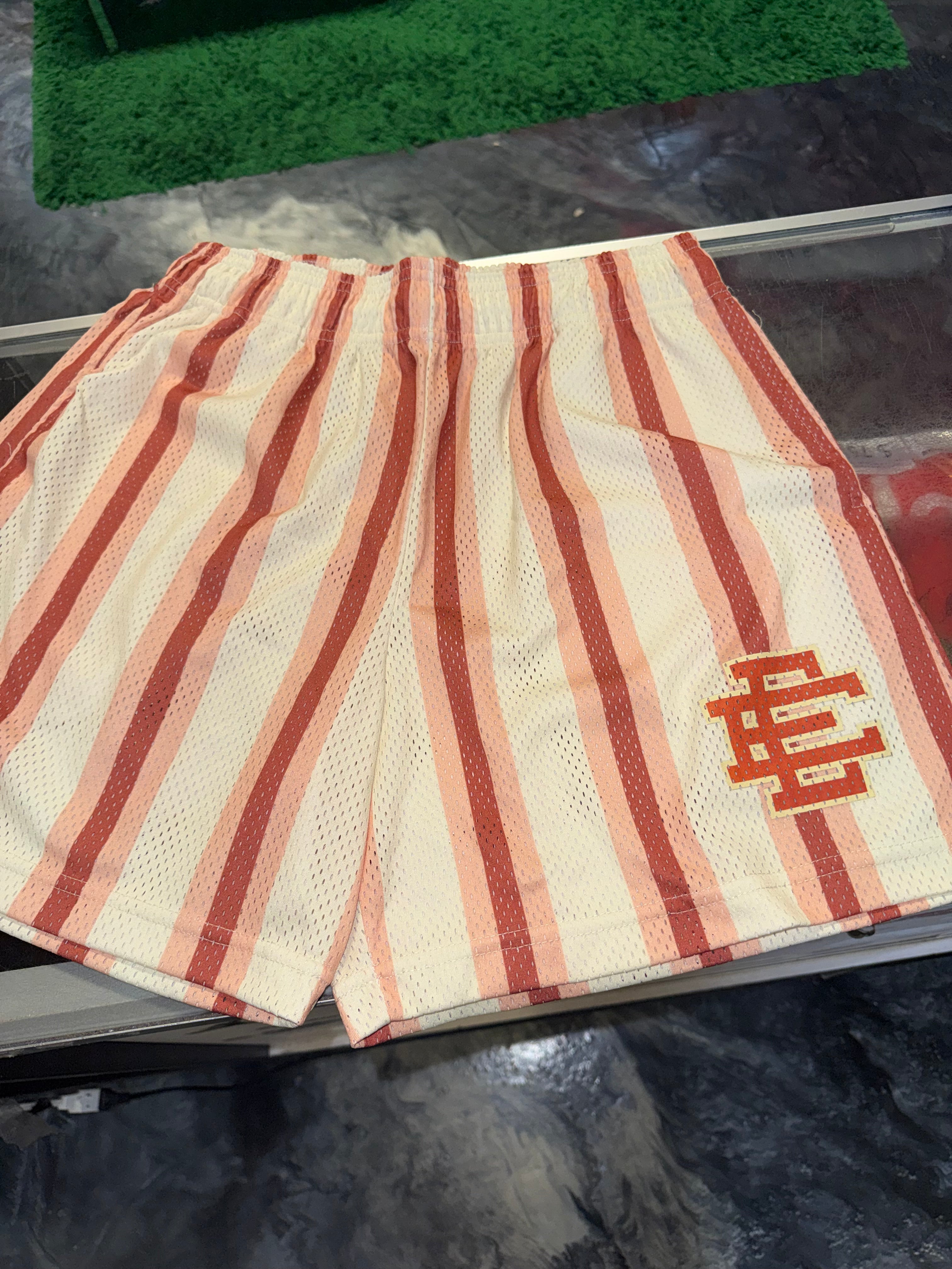 Size L Eric Emanuel EE Shorts “Striped Burnt Orange”