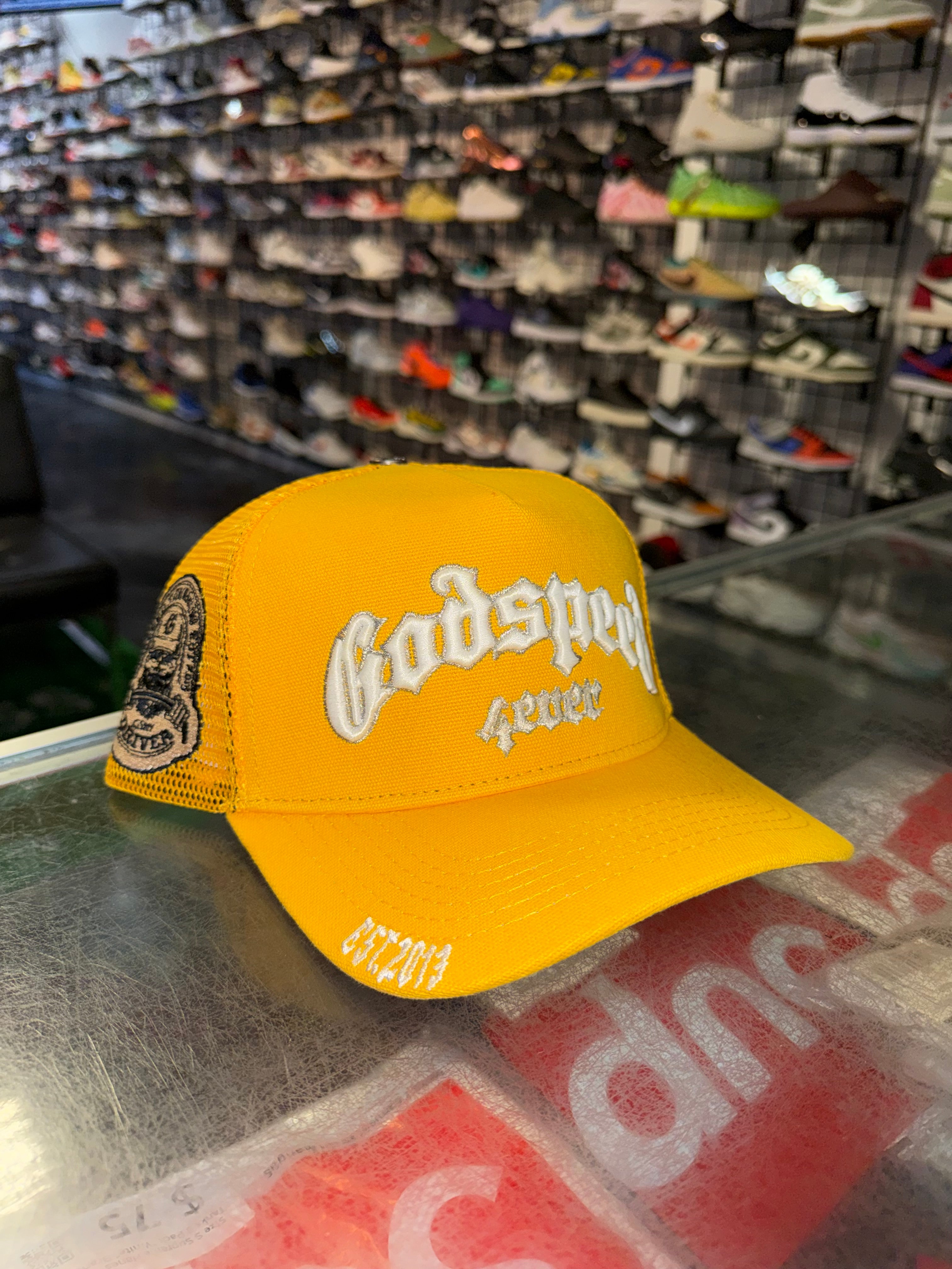 Size OS Godspeed 4Ever Trucker Hat “Yellow/White” Brand New