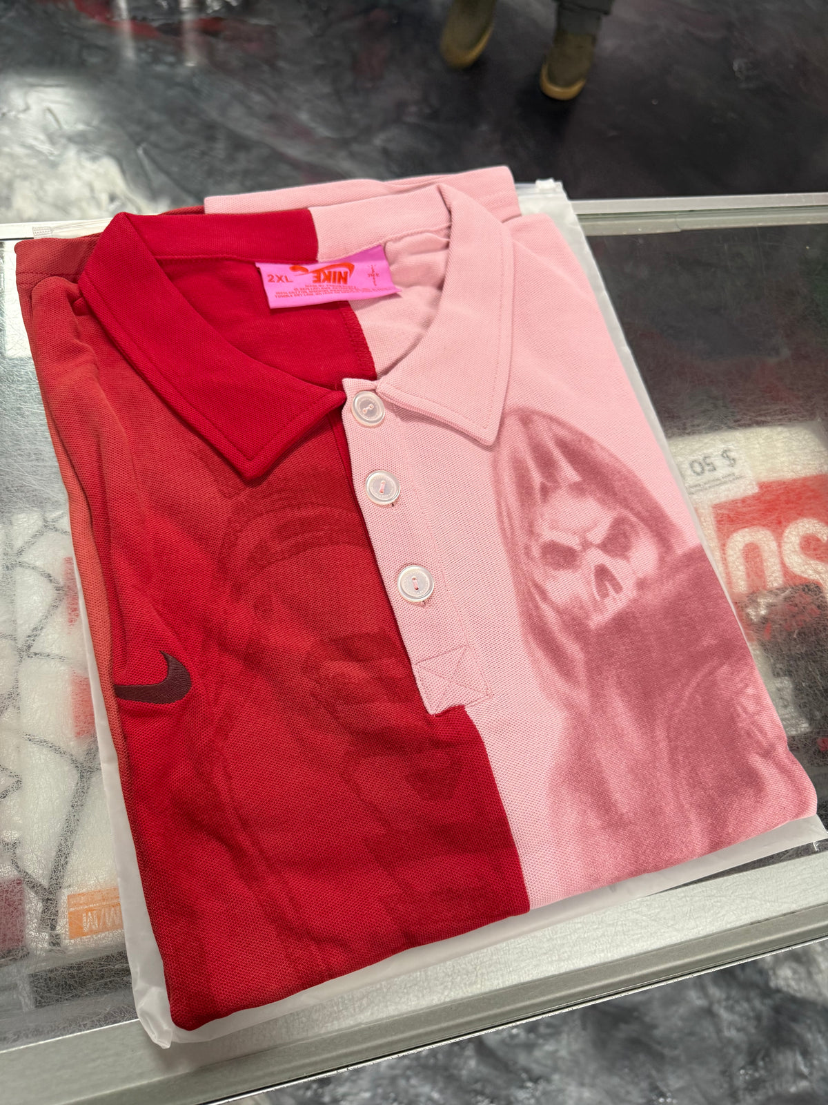 Size XXL Travis Scott Cactus Jack x Nike Split Heavy Polo “Red/Pink” Brand New