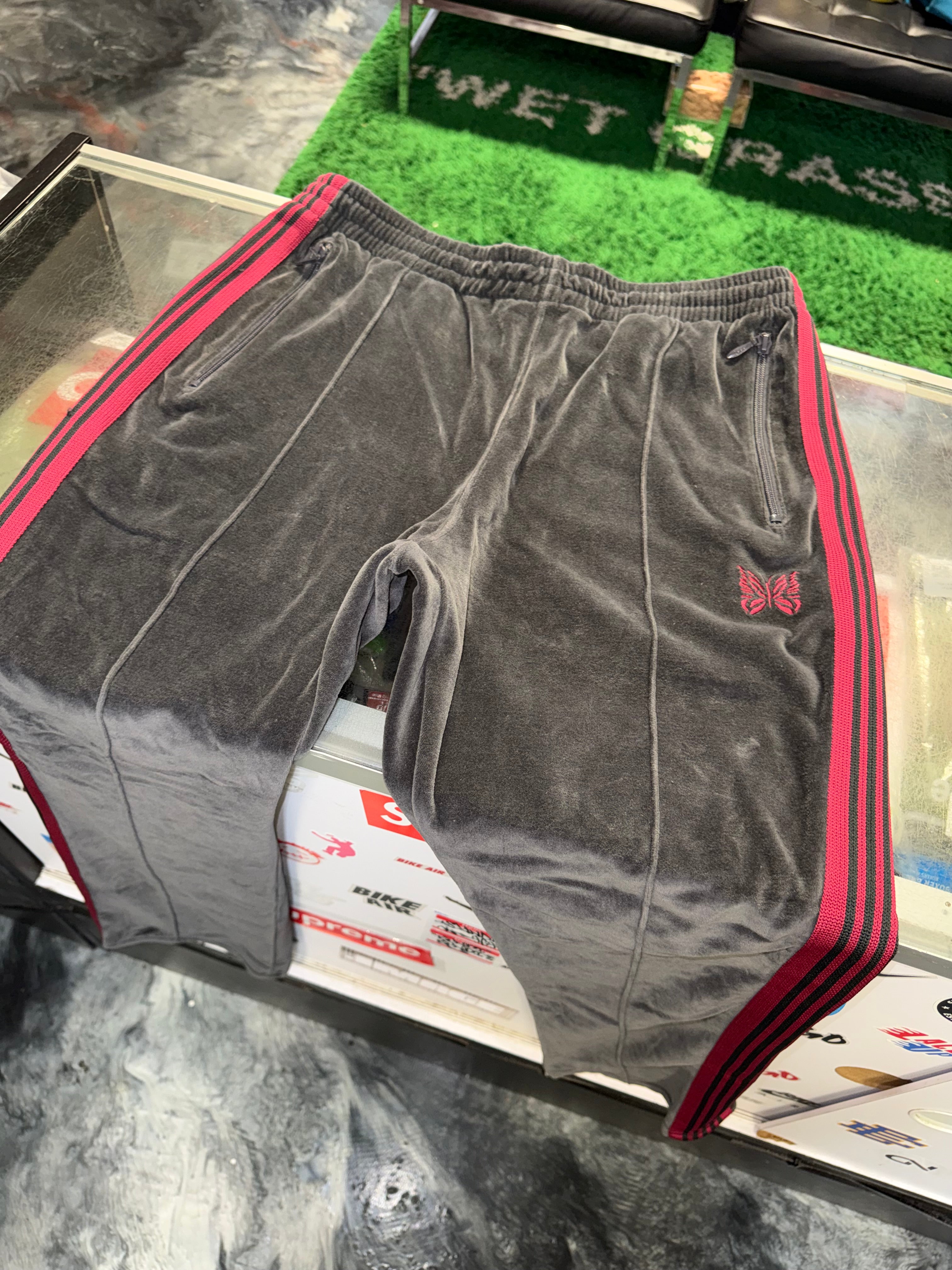 Size L Needles Velour Track Pants “Charcoal”
