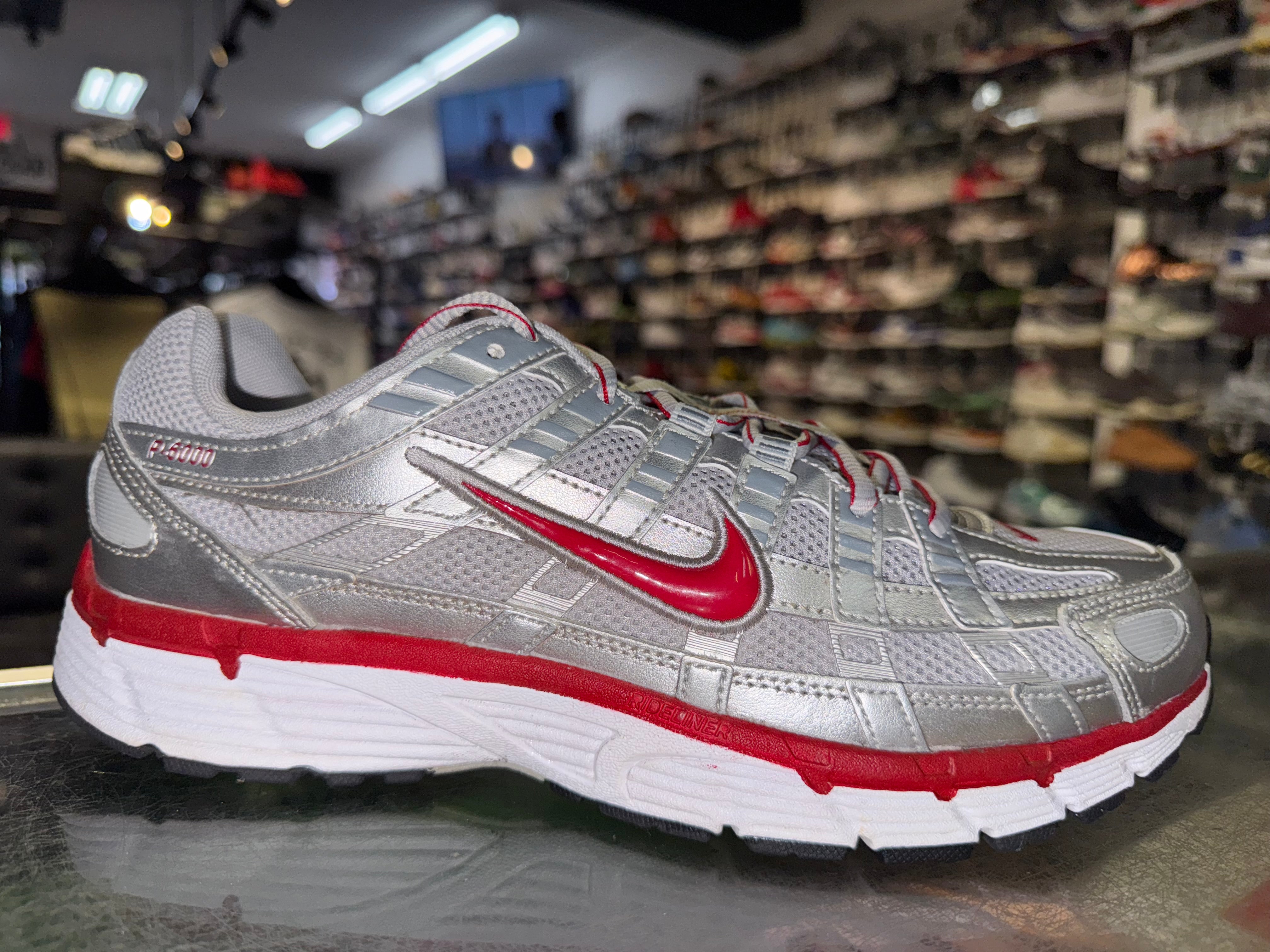 Size 9 Nike P-6000 "Metallic Silver Gym Red"