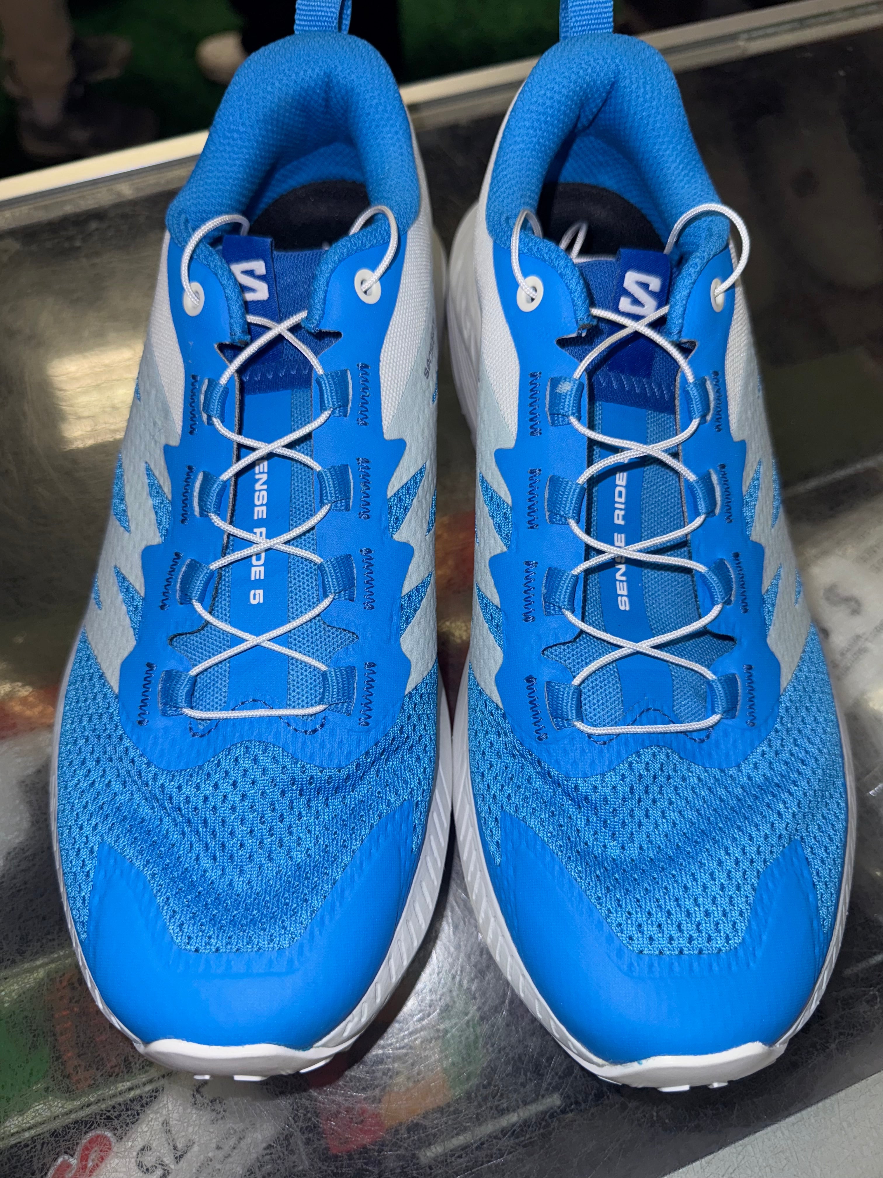 Size 7 Salomon Sense Ride 5 "Ibiza White Blue" Brand New