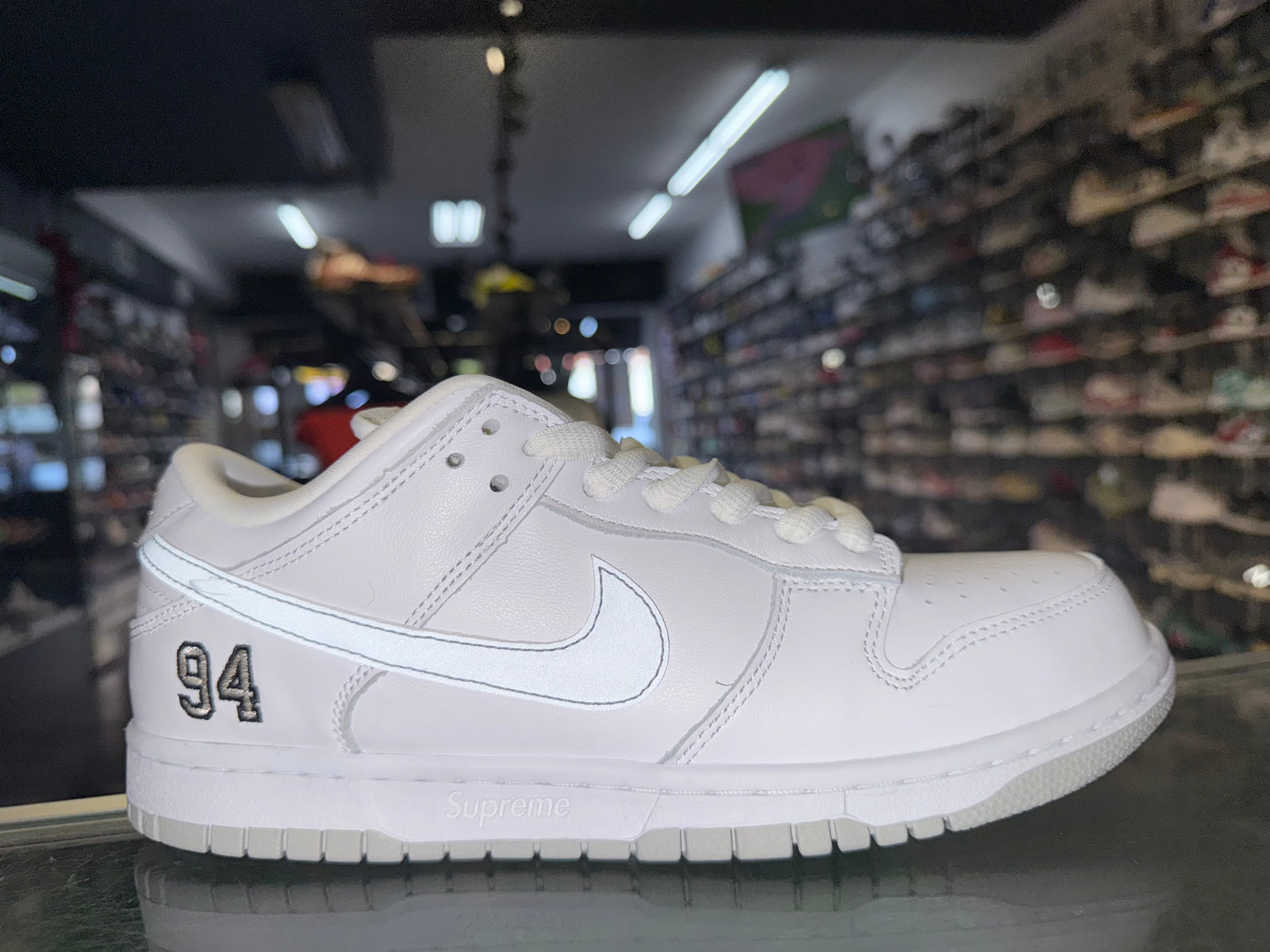 Size 8.5 Dunk Low SB Supreme 94 "Metallic Silver" Worn 1x